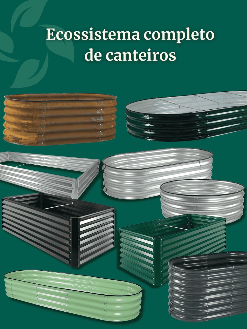 Canteiro Metálico Elevado para Jardim Oval 160x80cm Preto