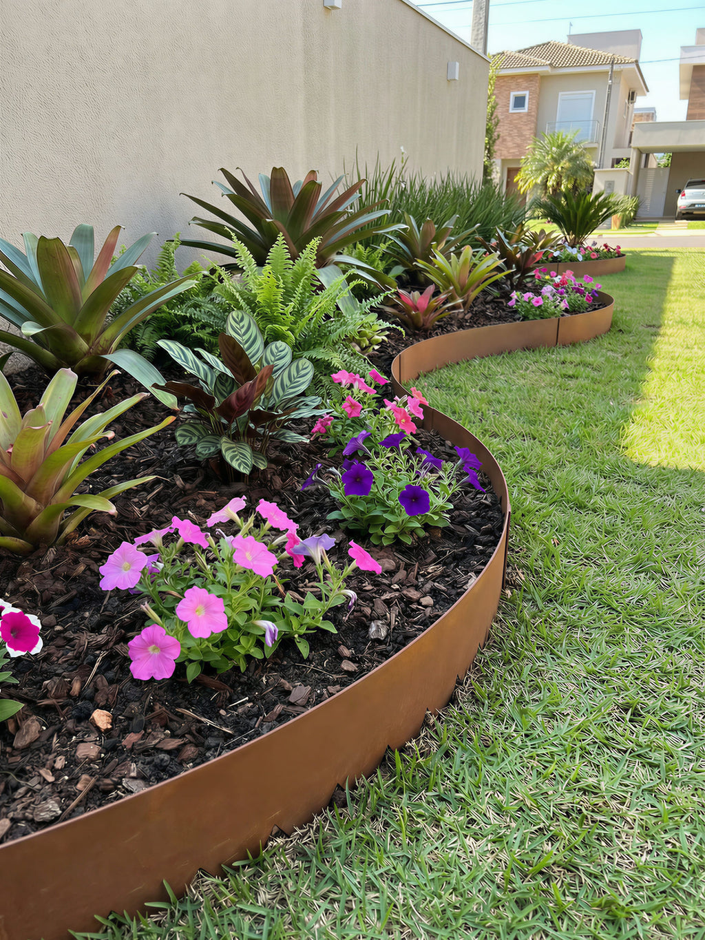 Limitador Metálico Flexível Jardim 25cm x 1mt Preto 6 Pç