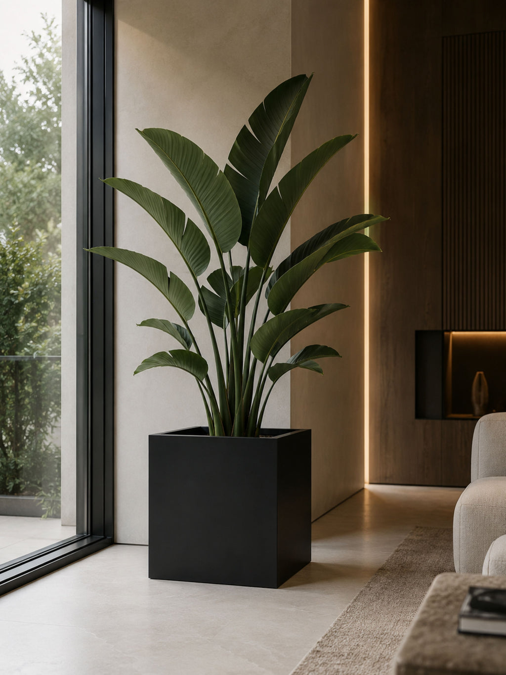 Vaso Metálico Caixa Alta Cubo para Plantas 80cm Preto