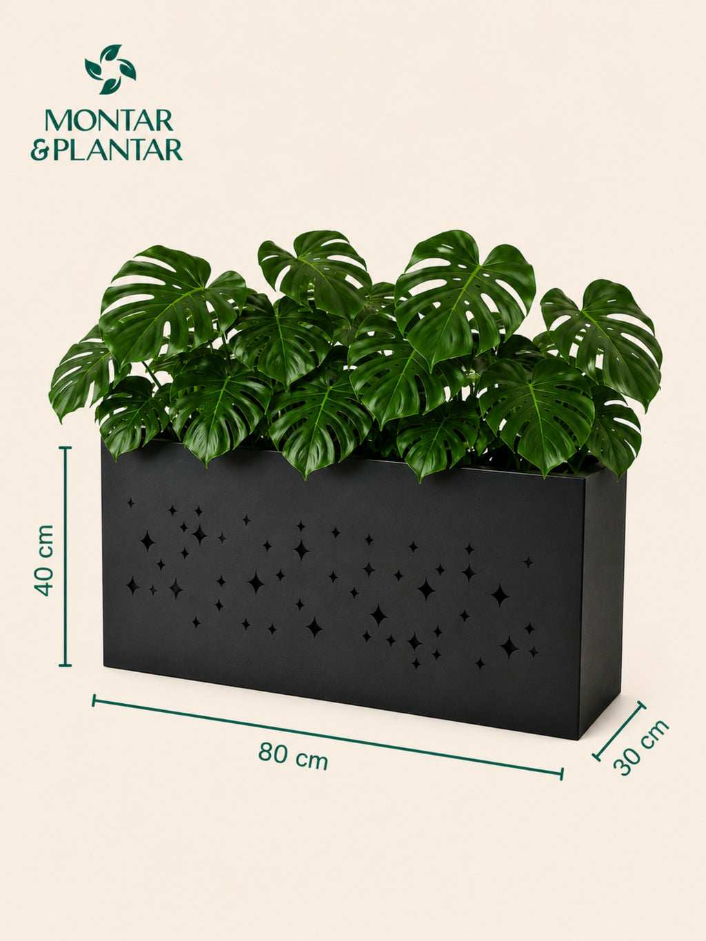 Vaso Metálico Retangular Constelação 80x40cm Preto