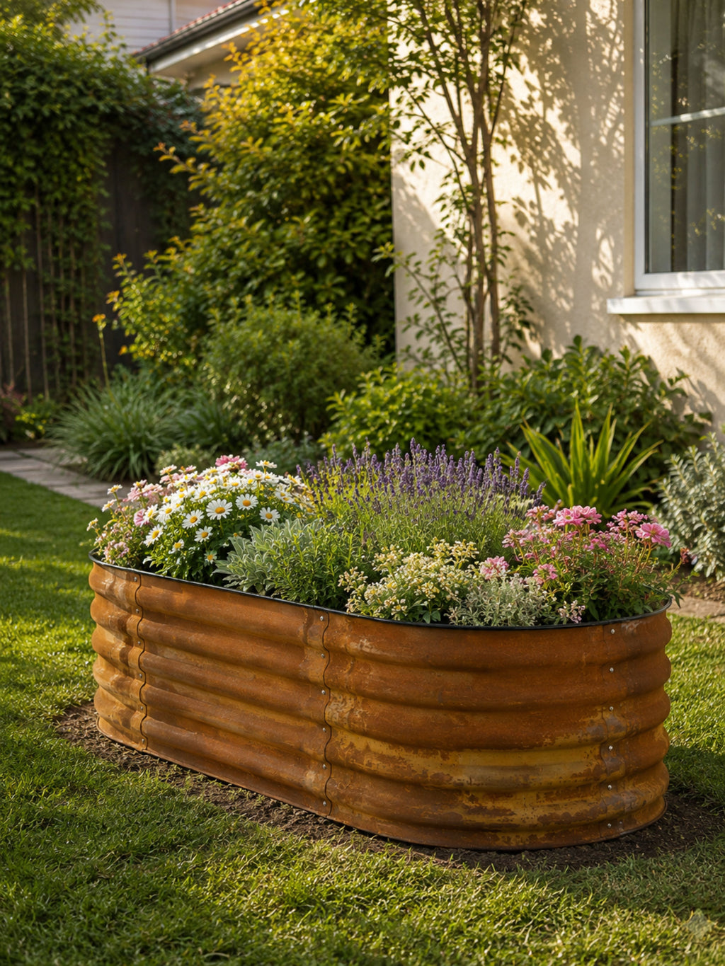 Canteiro Metálico Elevado para Jardim Oval 120x60cm Ferrugem