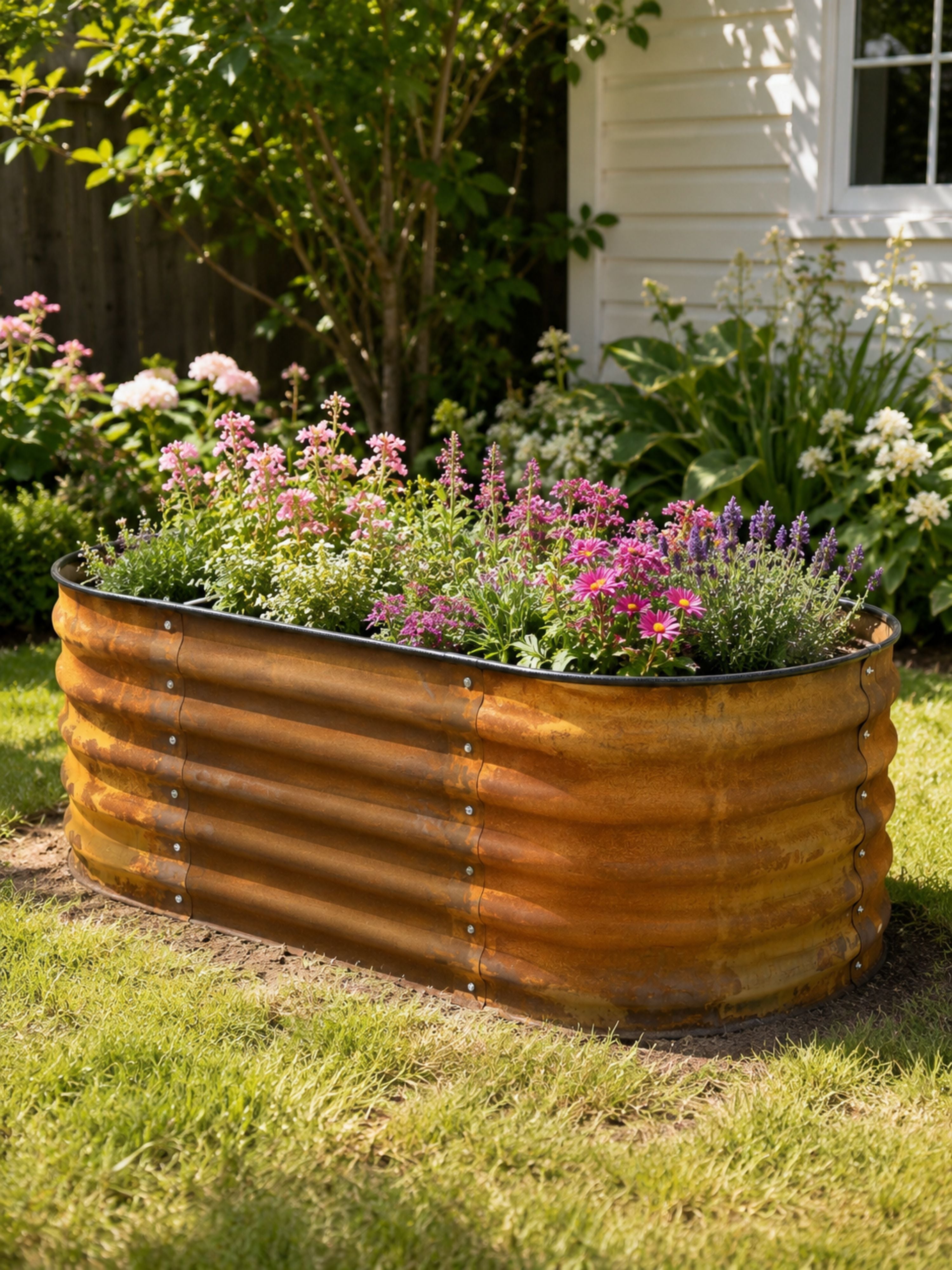 Canteiro Metálico Elevado para Jardim Oval 120x60cm Ferrugem
