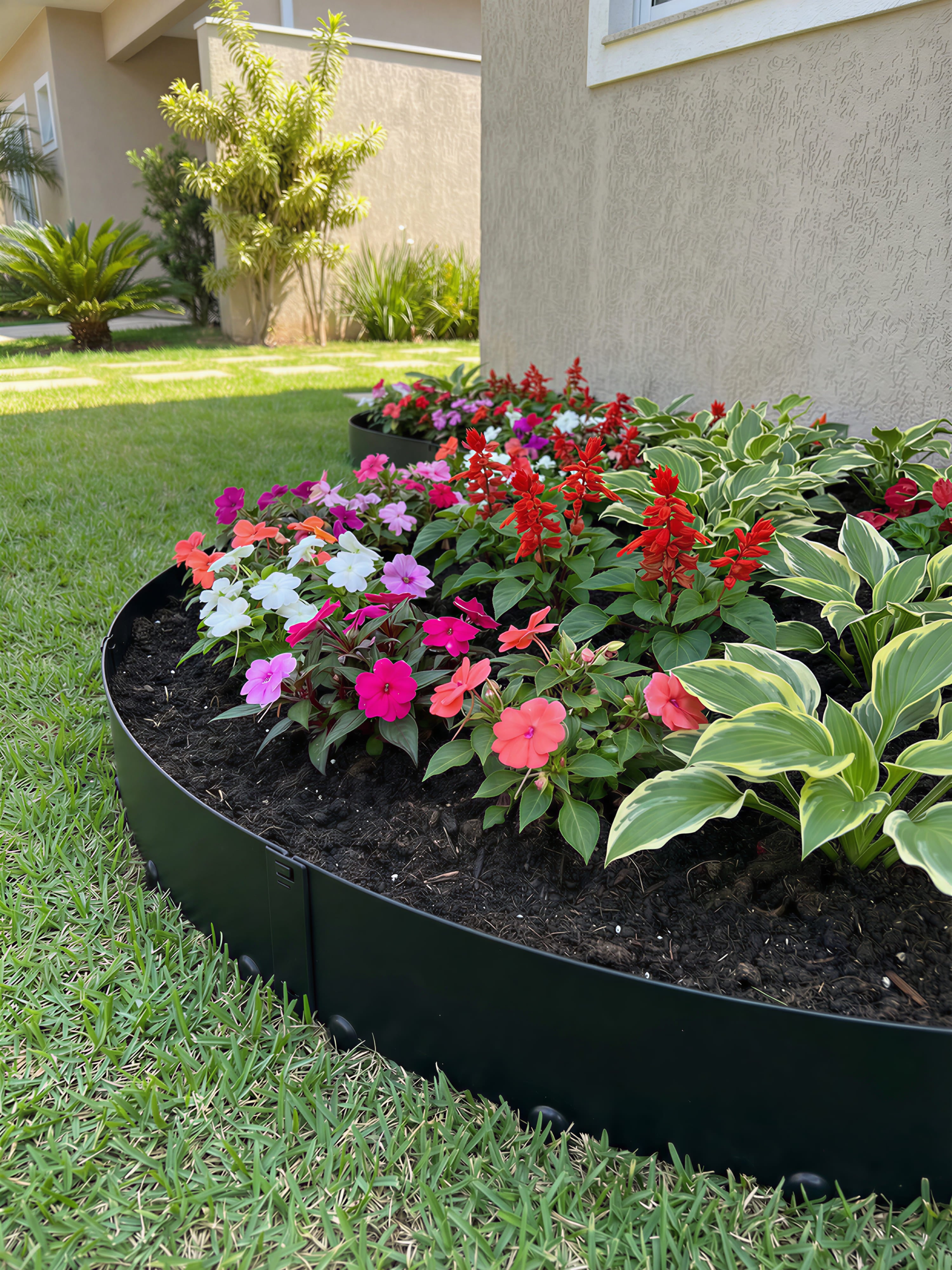 Limitador Metálico Flexível Jardim 25cm x 1mt Preto 6 Pç