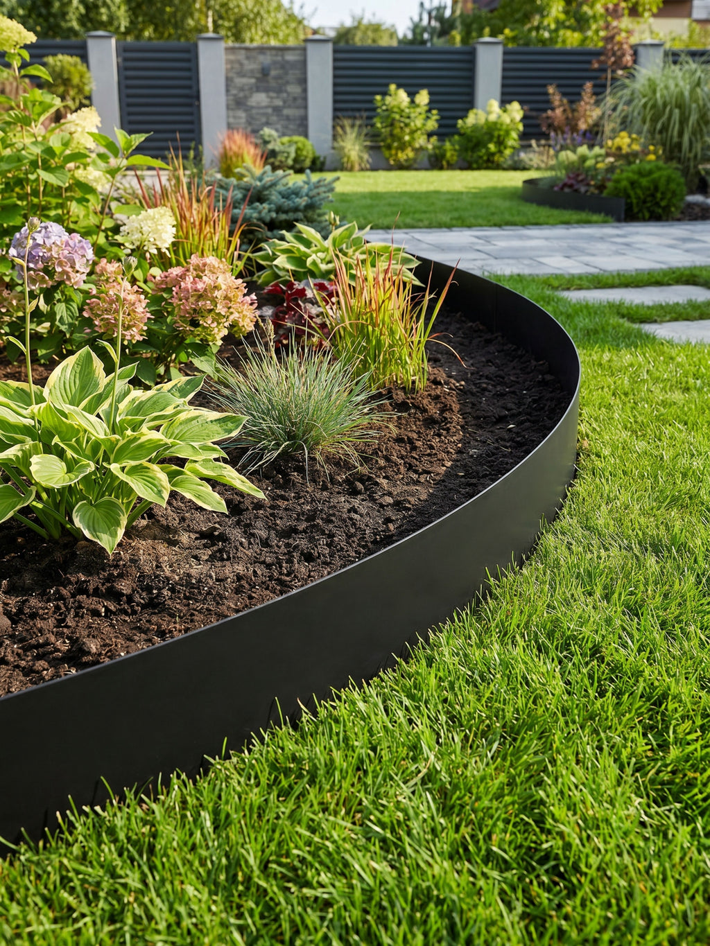 Limitador Metálico Liso para Jardim 10cm x 3mt Preto