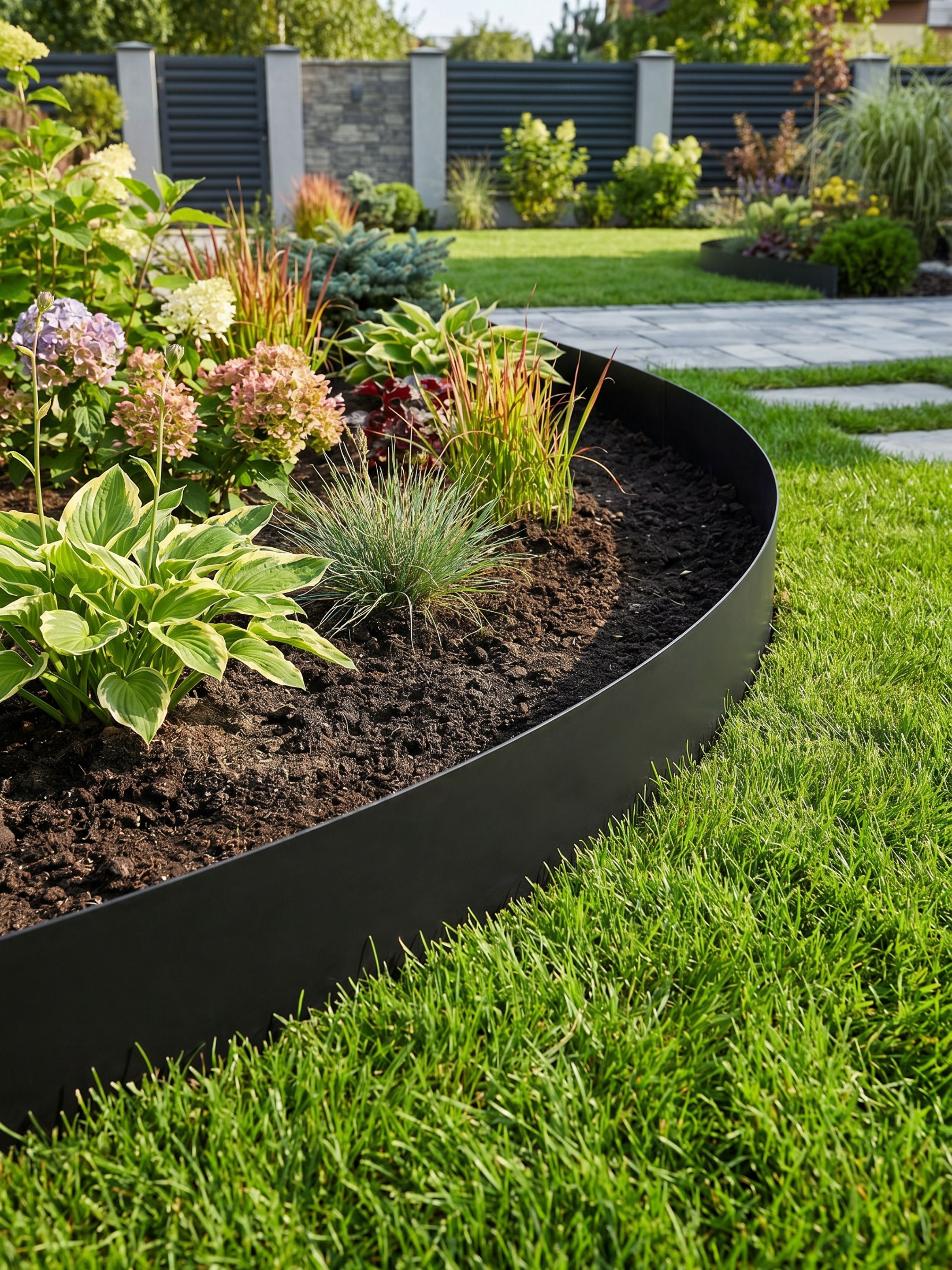 Limitador Metálico Liso para Jardim 10cm x 3mt Preto