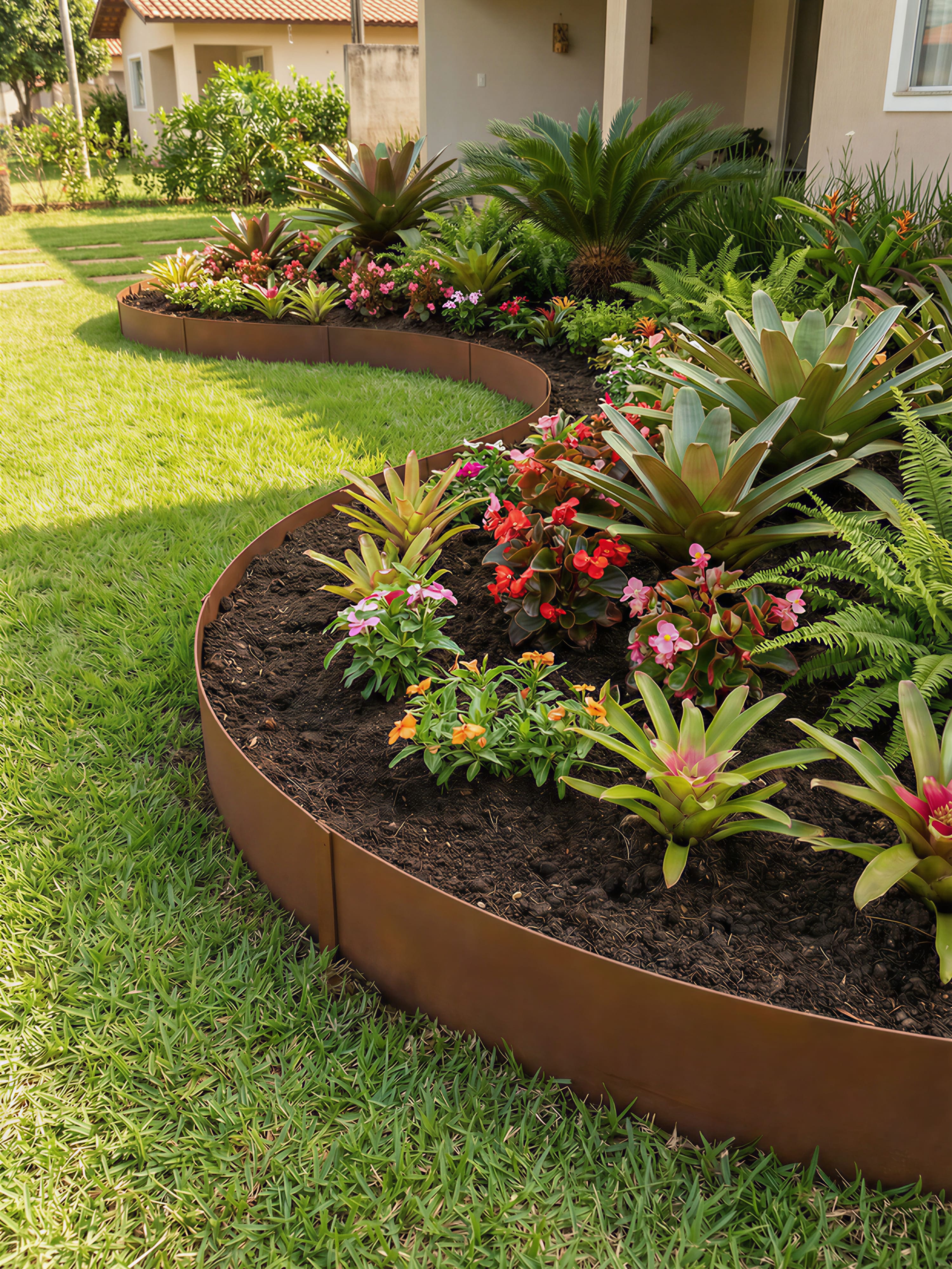 Limitador Metálico Flexível Jardim 25cm x 1mt Preto 6 Pç