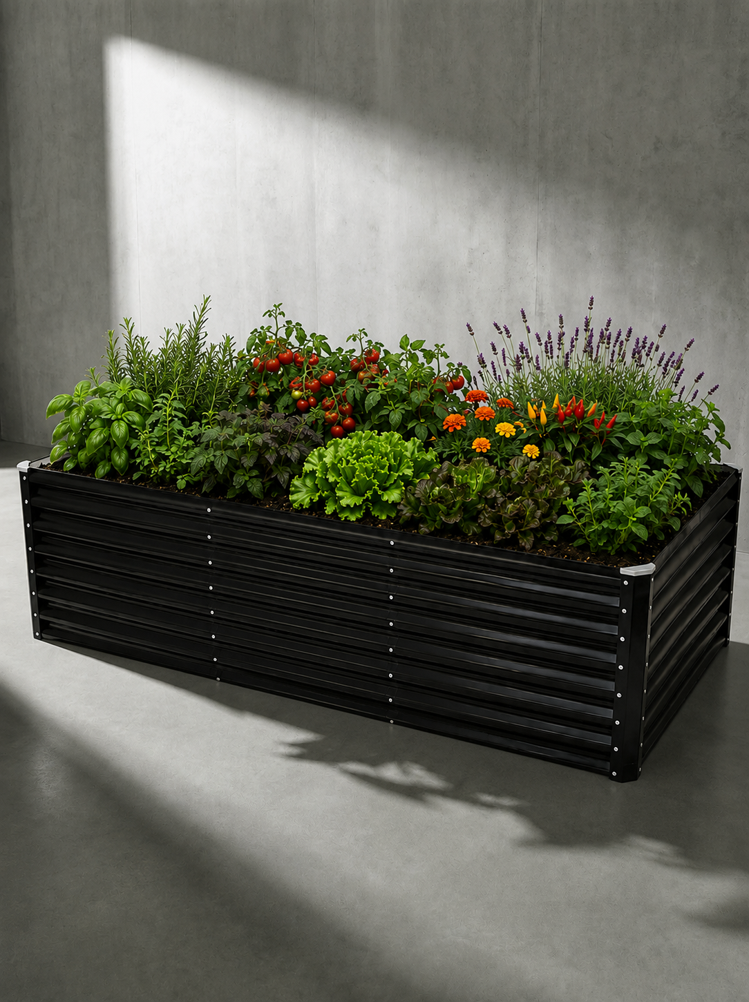 Canteiro Metálico Elevado Jardim Retangular Alto 240x120cm
