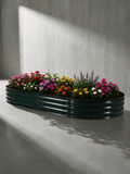 Canteiro Metálico Elevado Jardim Oval 240x120cm Verde Escuro