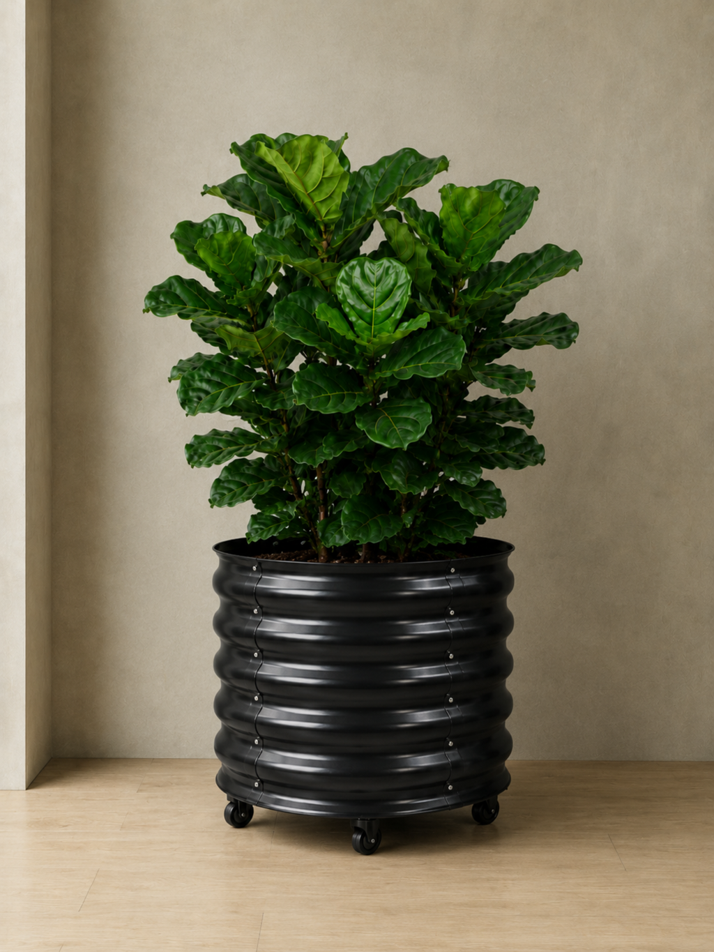 Vaso Metálico com Rodinhas para Plantas 60x60cm Preto