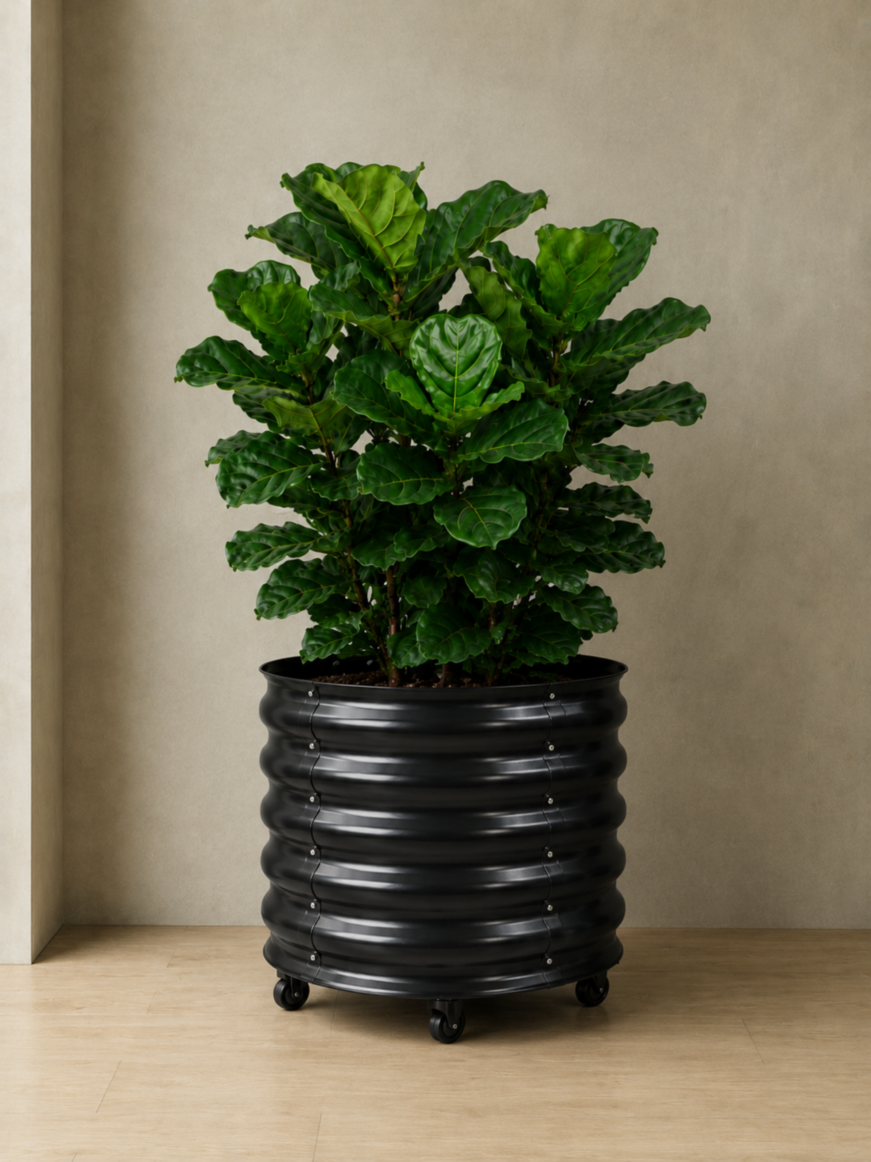 Vaso Metálico com Rodinhas para Plantas 60x60cm Preto