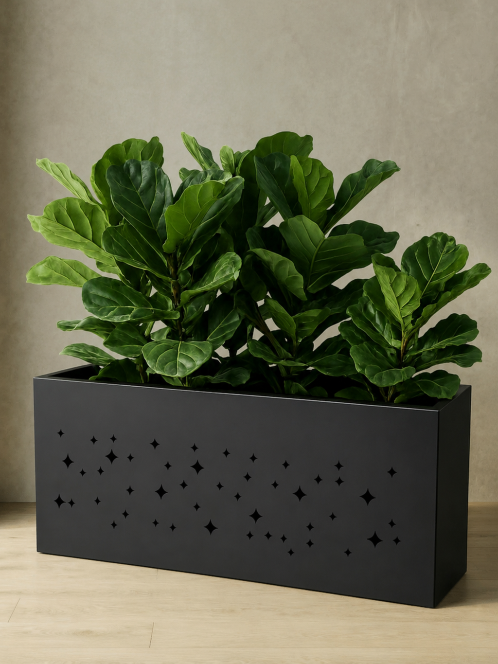 Vaso Metálico Retangular Constelação 80x40cm Preto
