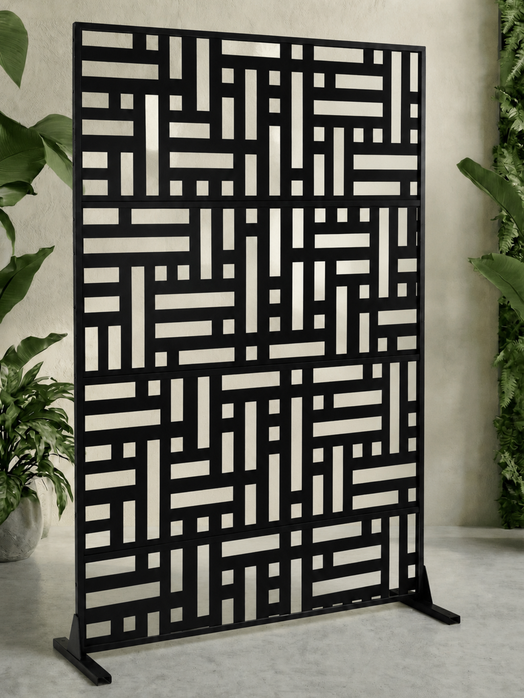 Biombo Reto Mosaico de Metal Interno/Externo 1,8x1,2mt Preto
