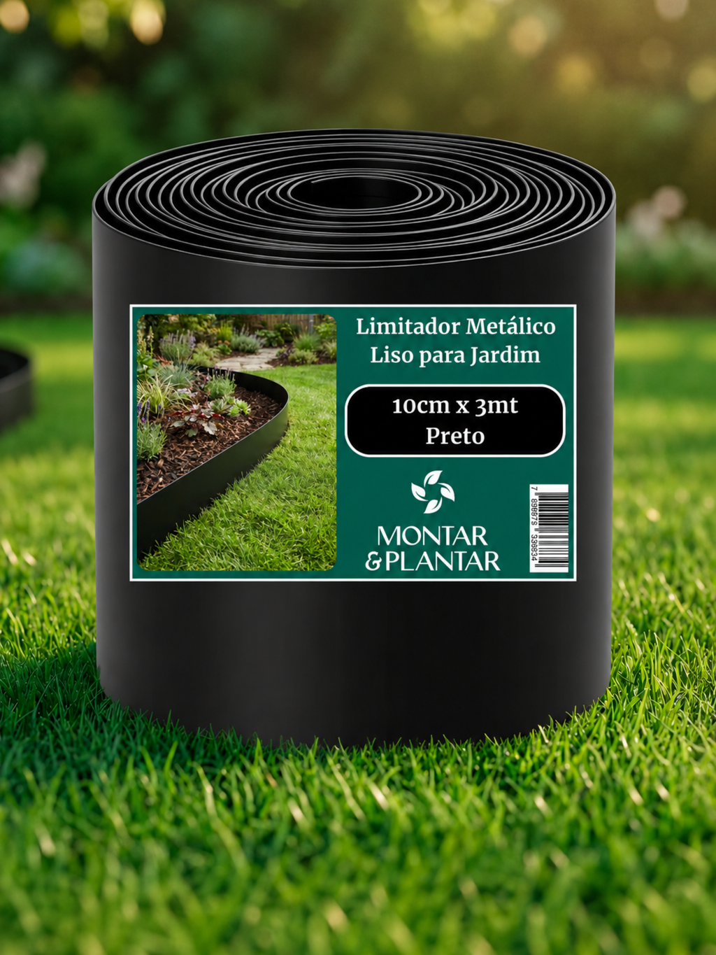 Limitador Metálico Liso para Jardim 10cm x 3mt Preto