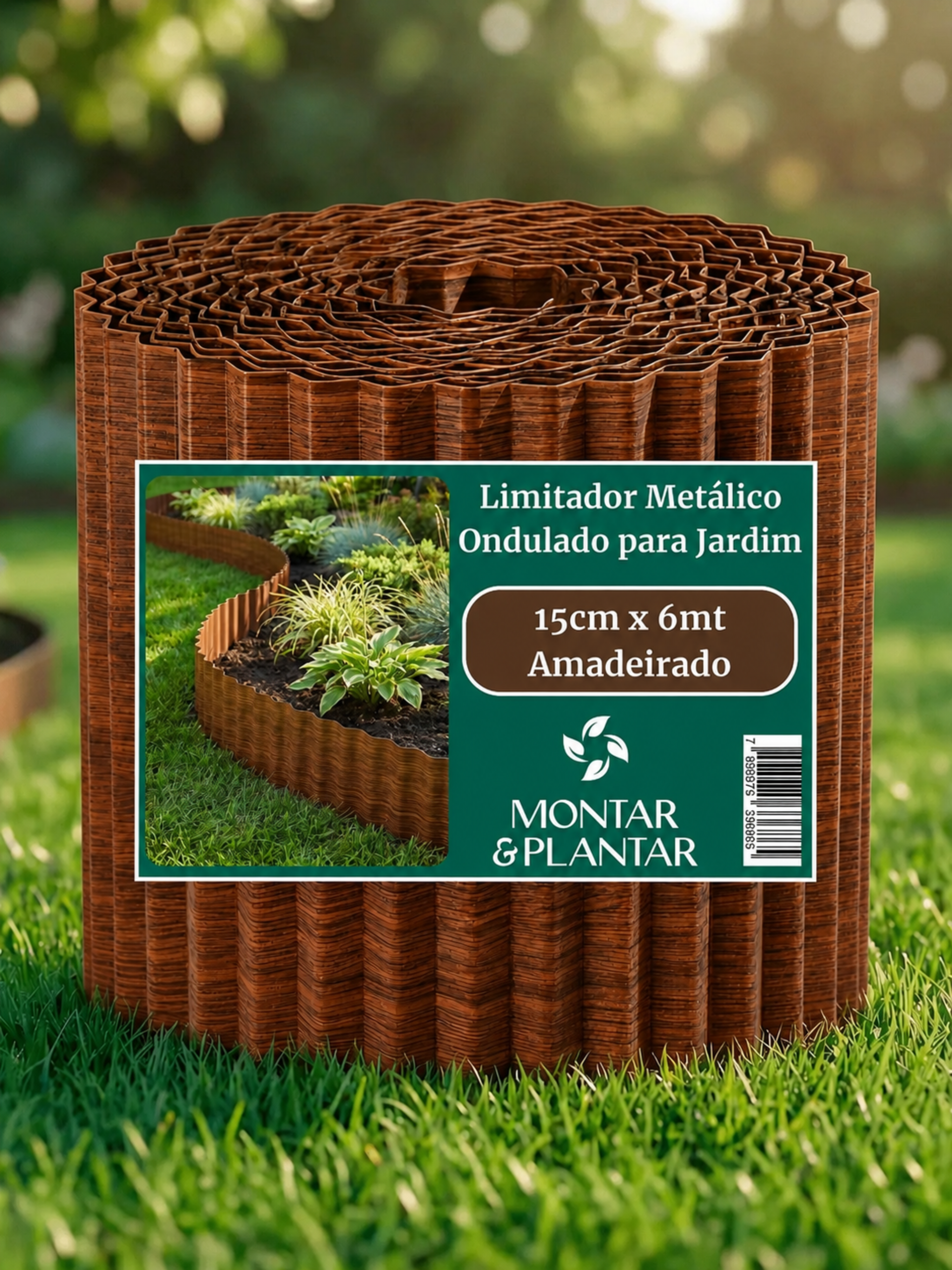 Limitador Metálico Ondulado 15cm x 6mt Amadeirado