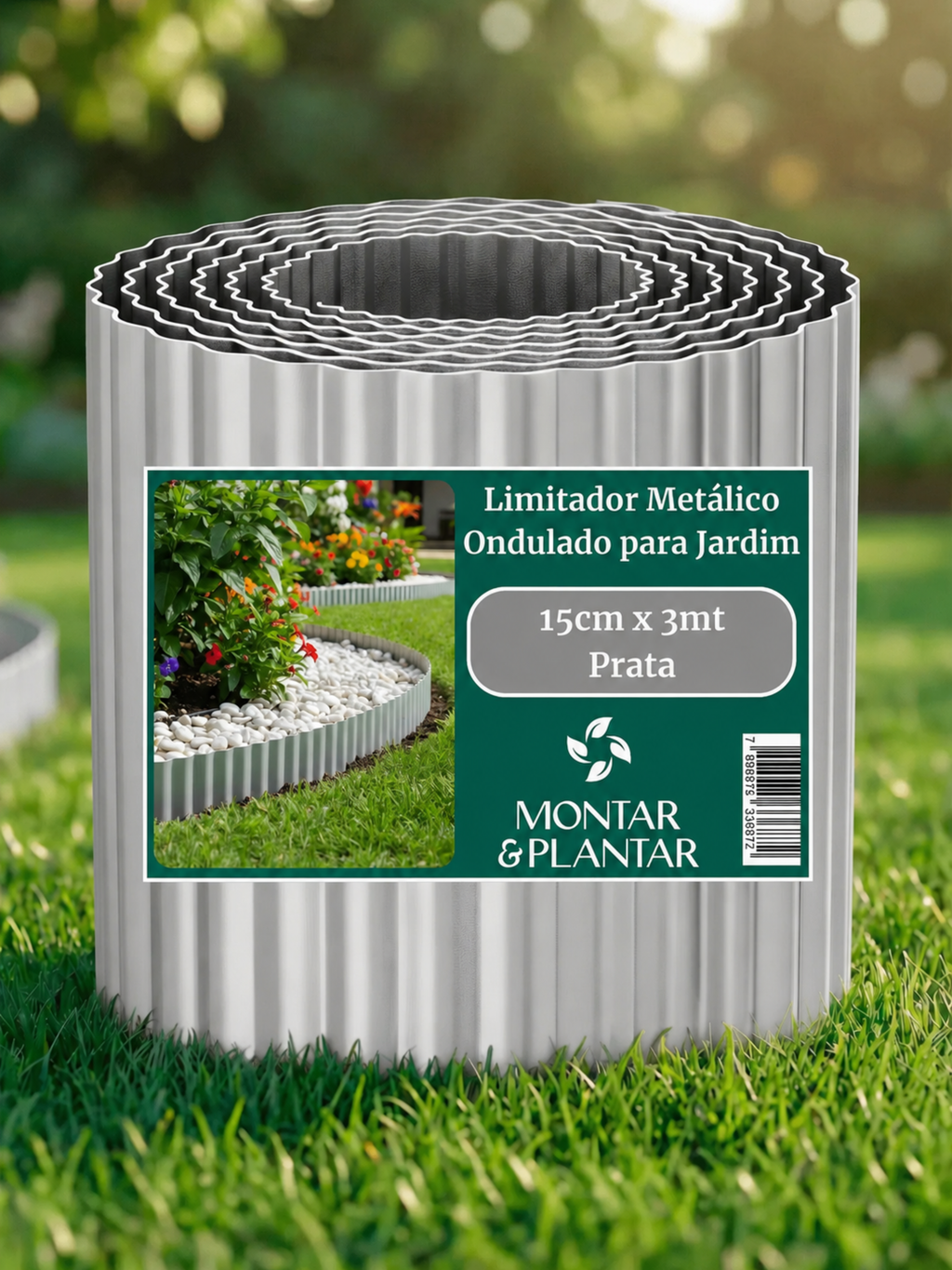 Limitador Metálico Ondulado para Jardim 15cm x 3mt Prata