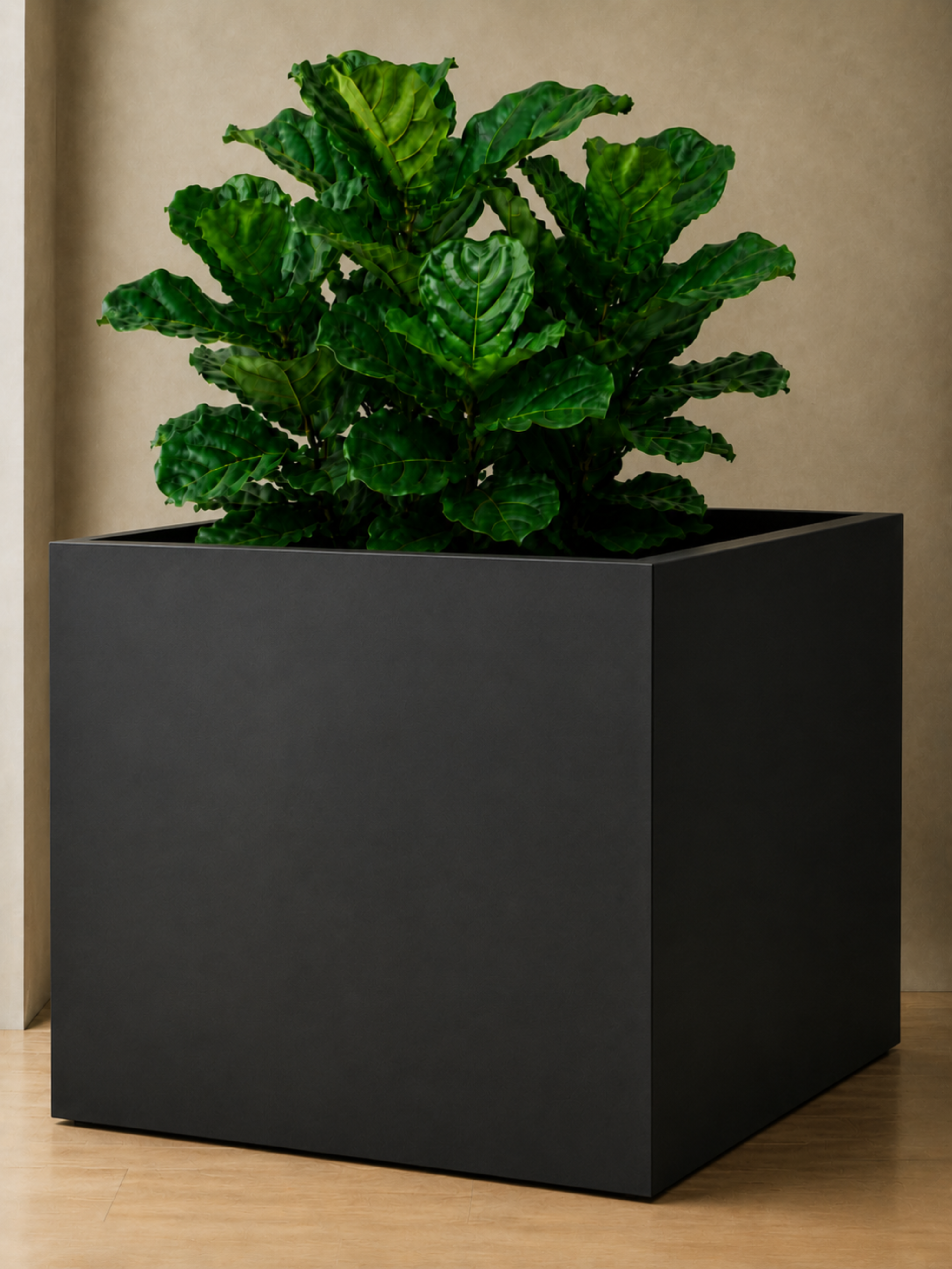 Vaso Metálico Caixa Alta Cubo para Plantas 80cm Preto