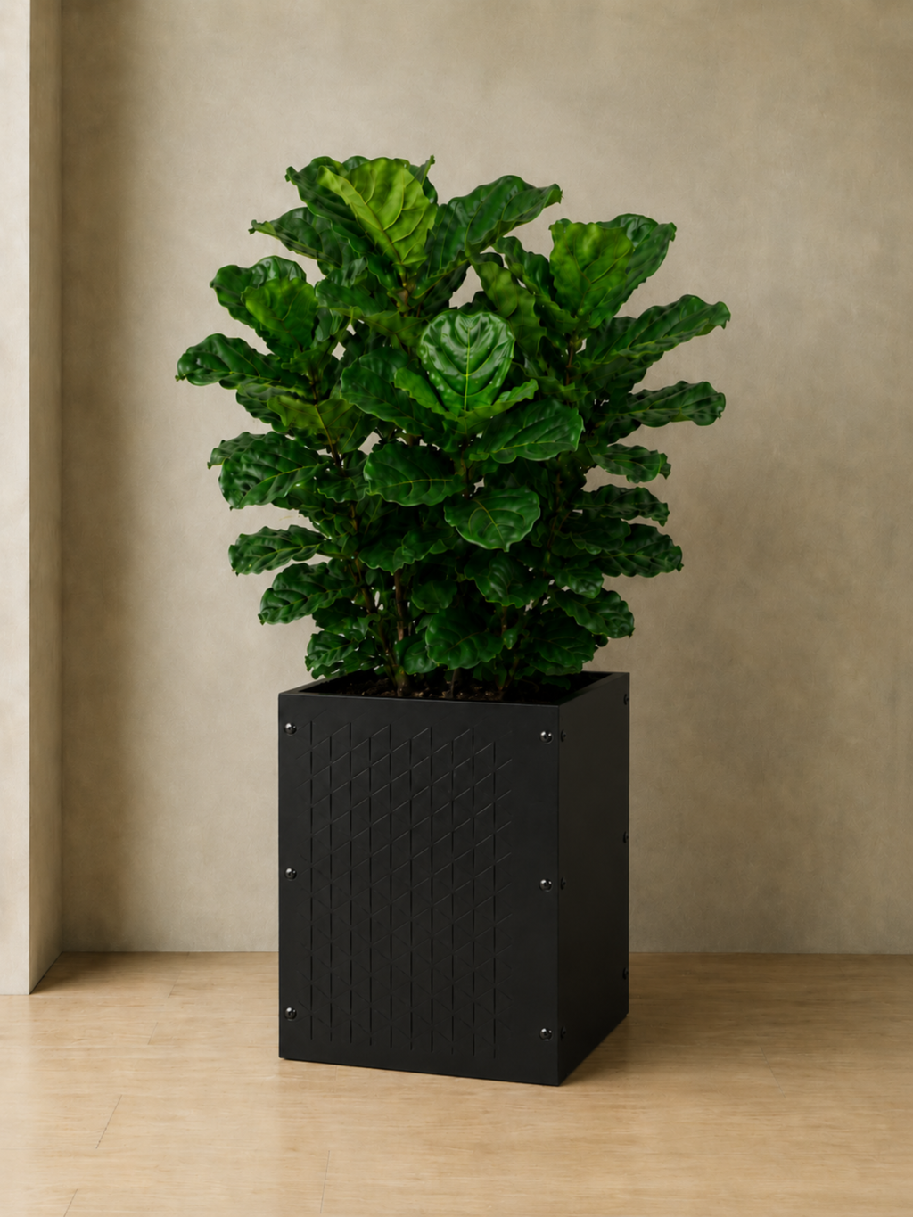 Vaso Metálico Texturizado para Plantas 30x40cm Preto