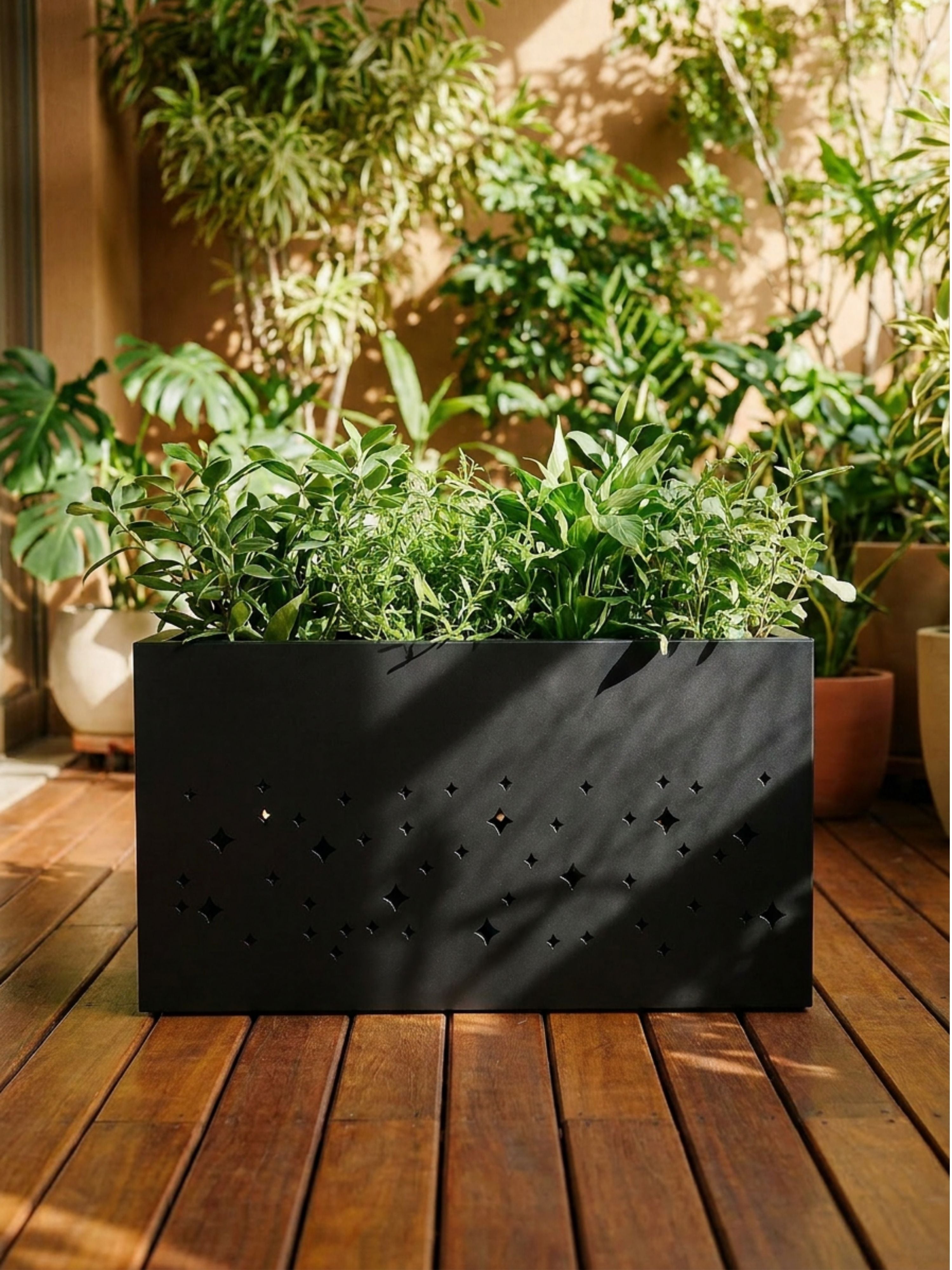 Vaso Metálico Retangular Constelação 80x40cm Preto
