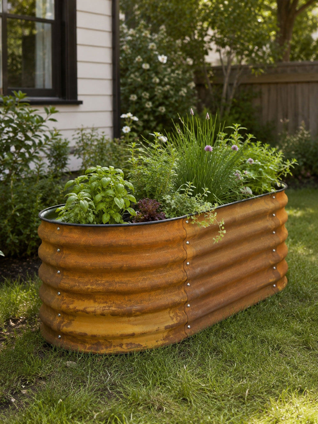 Canteiro Metálico Elevado para Jardim Oval 120x60cm Ferrugem