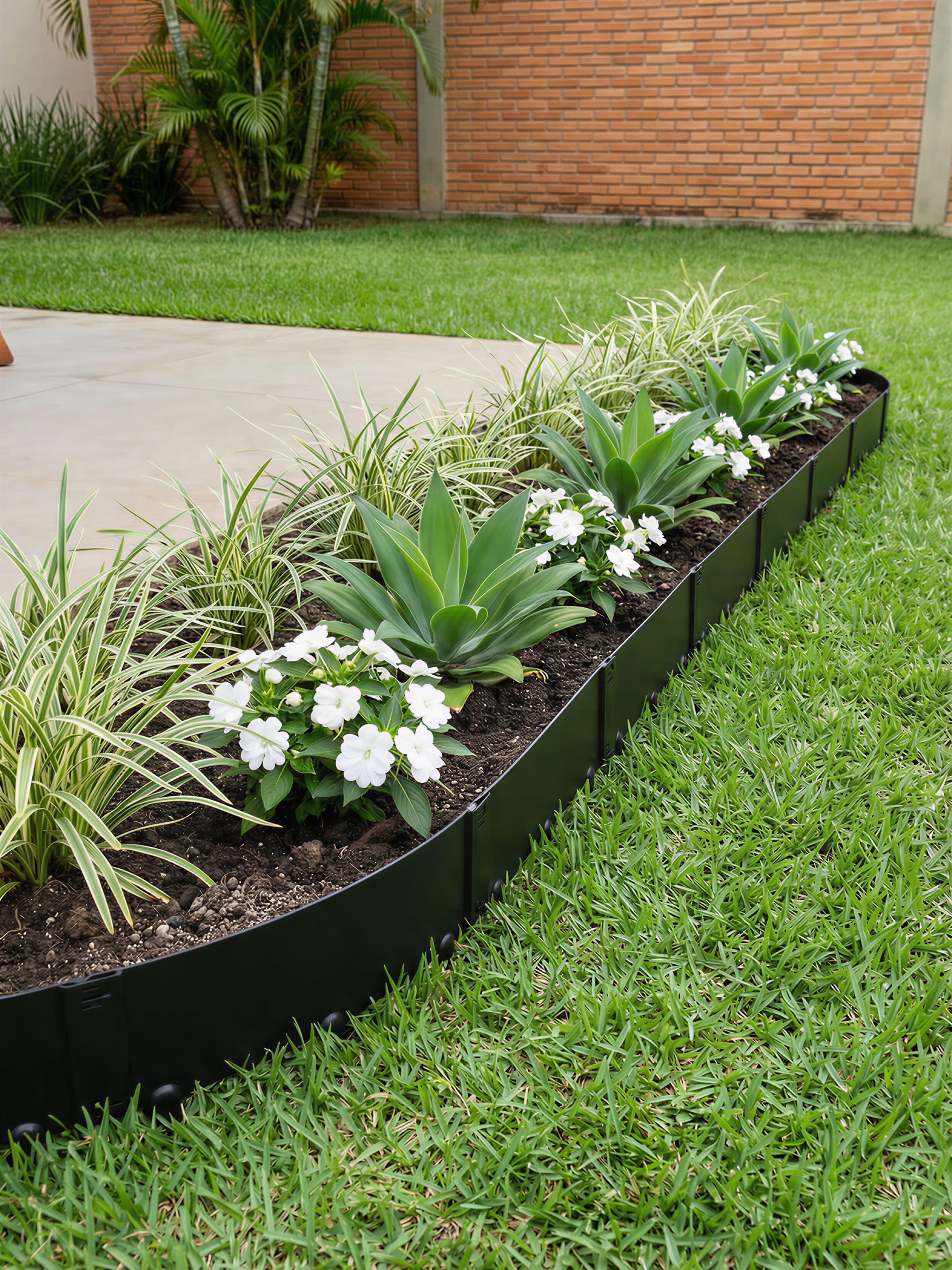 Limitador Metálico Flexível Jardim 24cm x 1,06mt Cinza 6 Pç