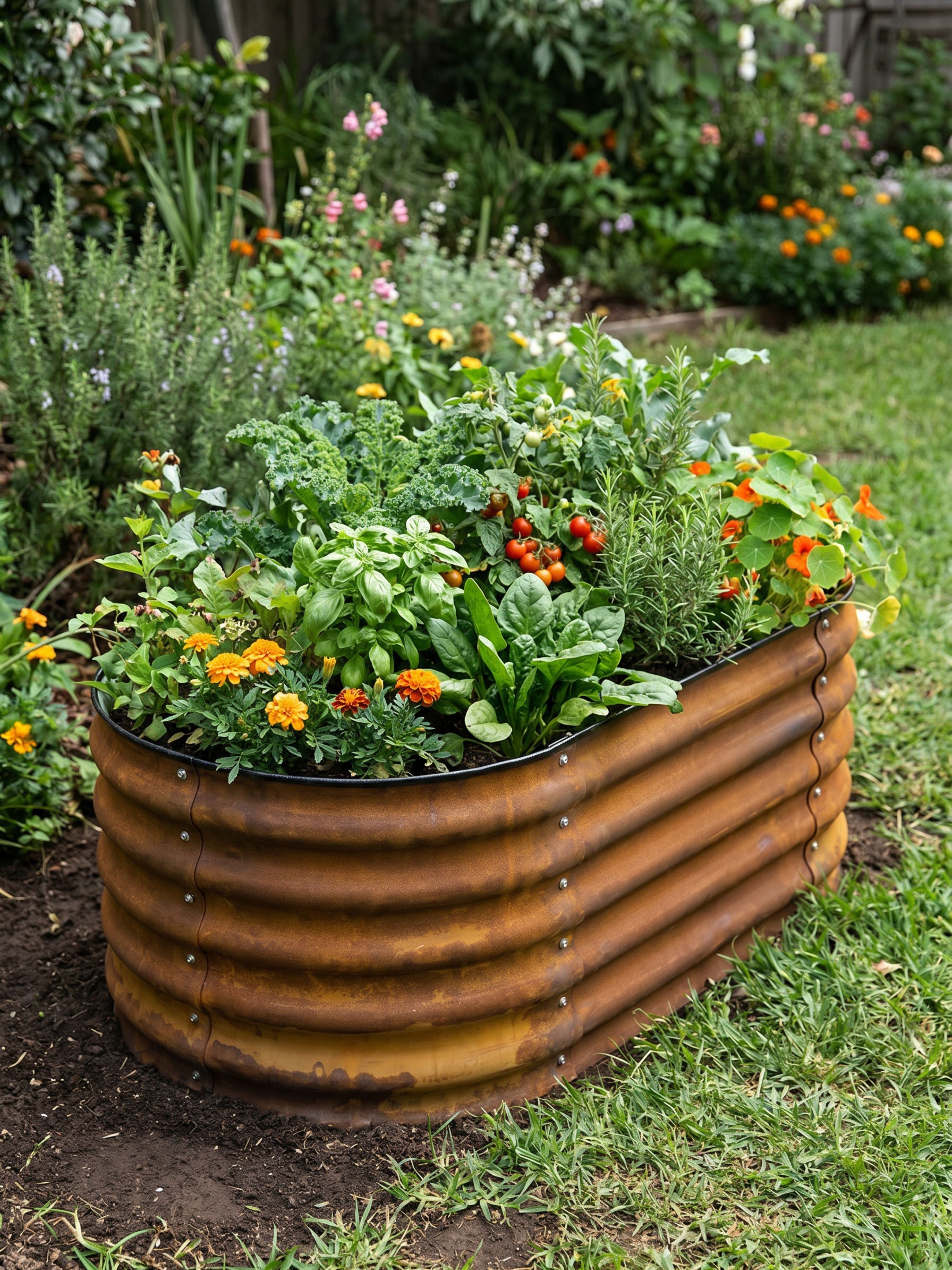 Canteiro Metálico Elevado para Jardim Oval 120x60cm Ferrugem