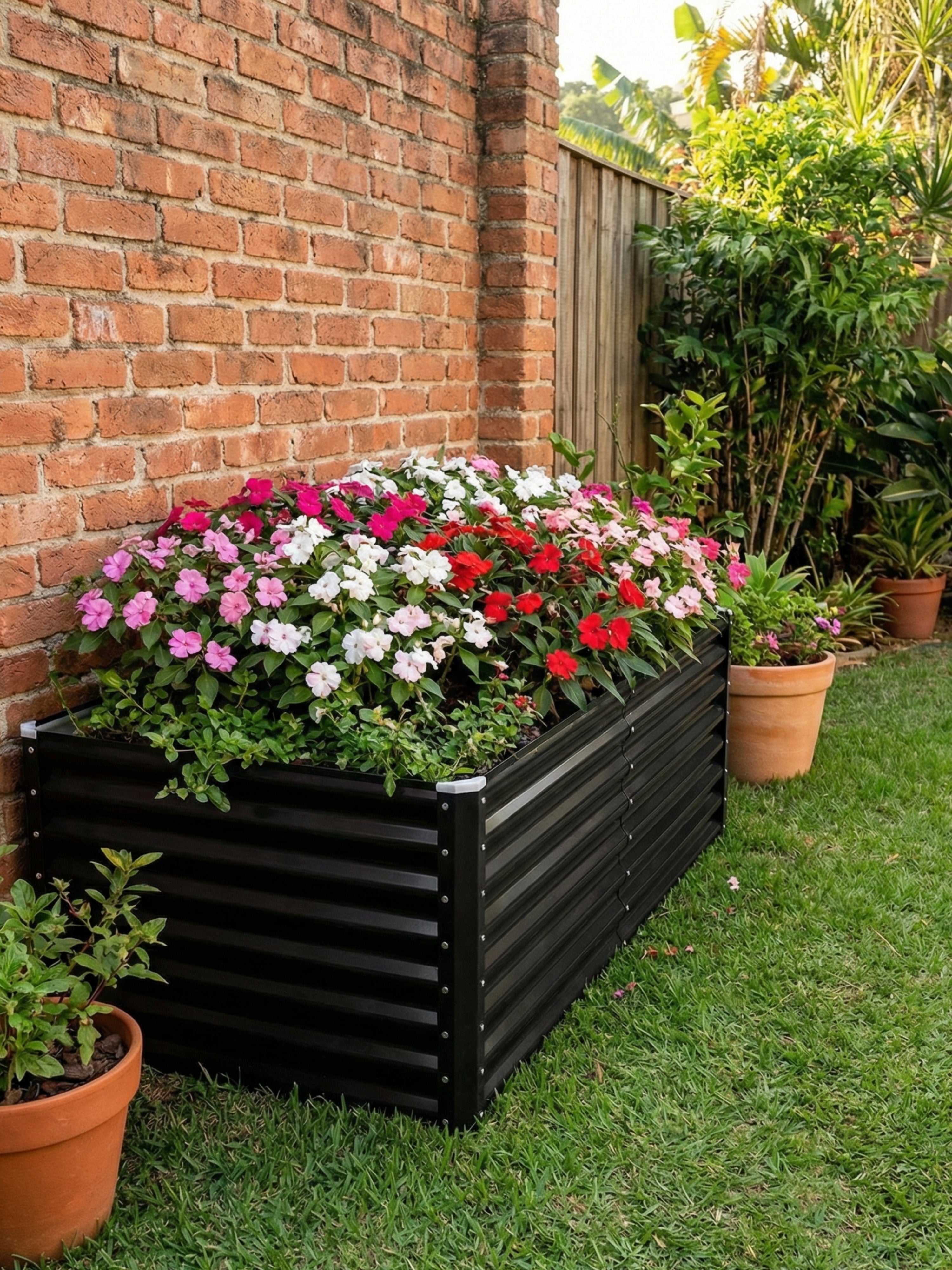 Canteiro Metálico Elevado Jardim Retangular Alto 240x120cm