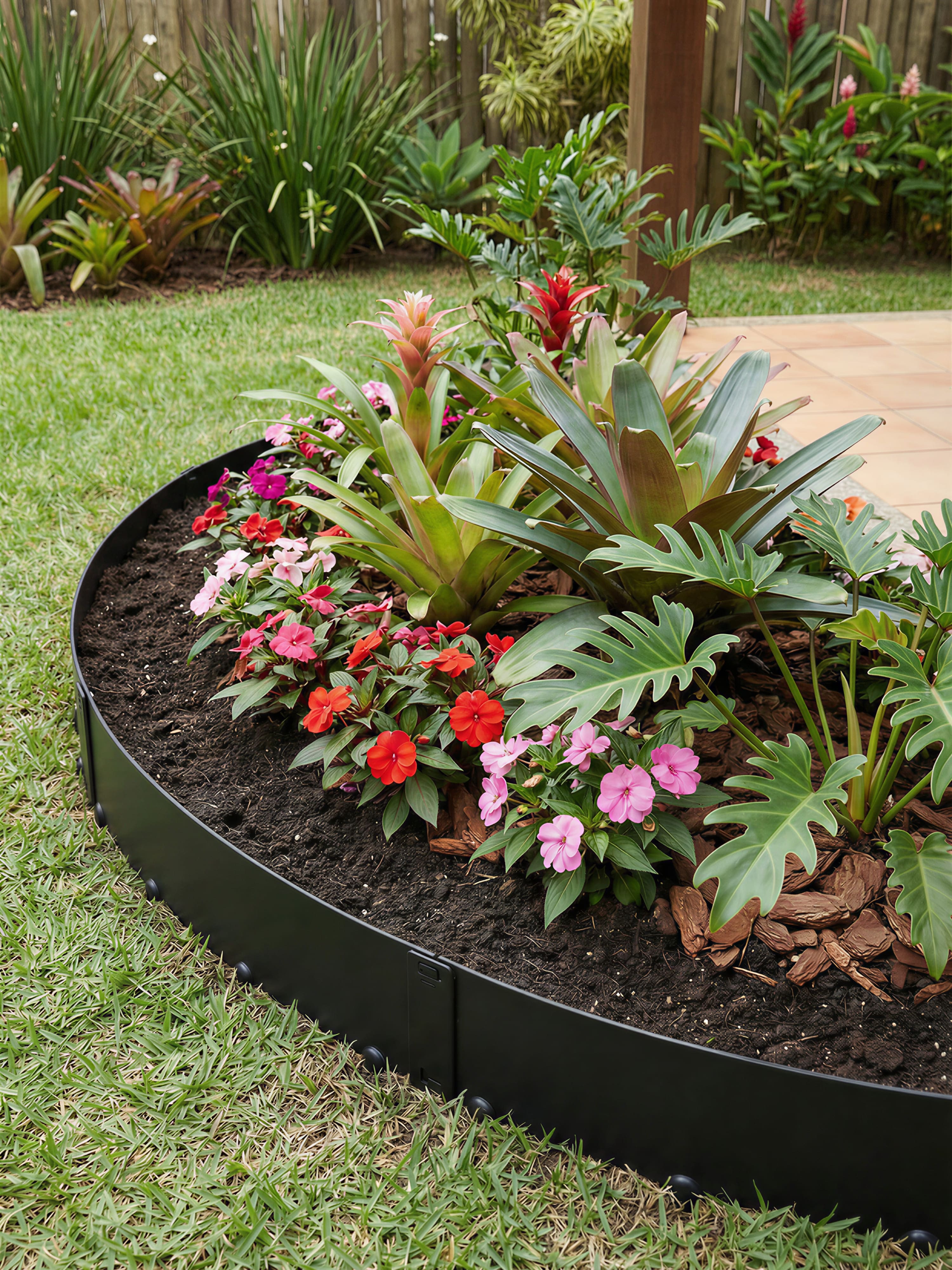 Limitador Metálico Flexível Jardim 24cm x 1,06mt Cinza 6 Pç