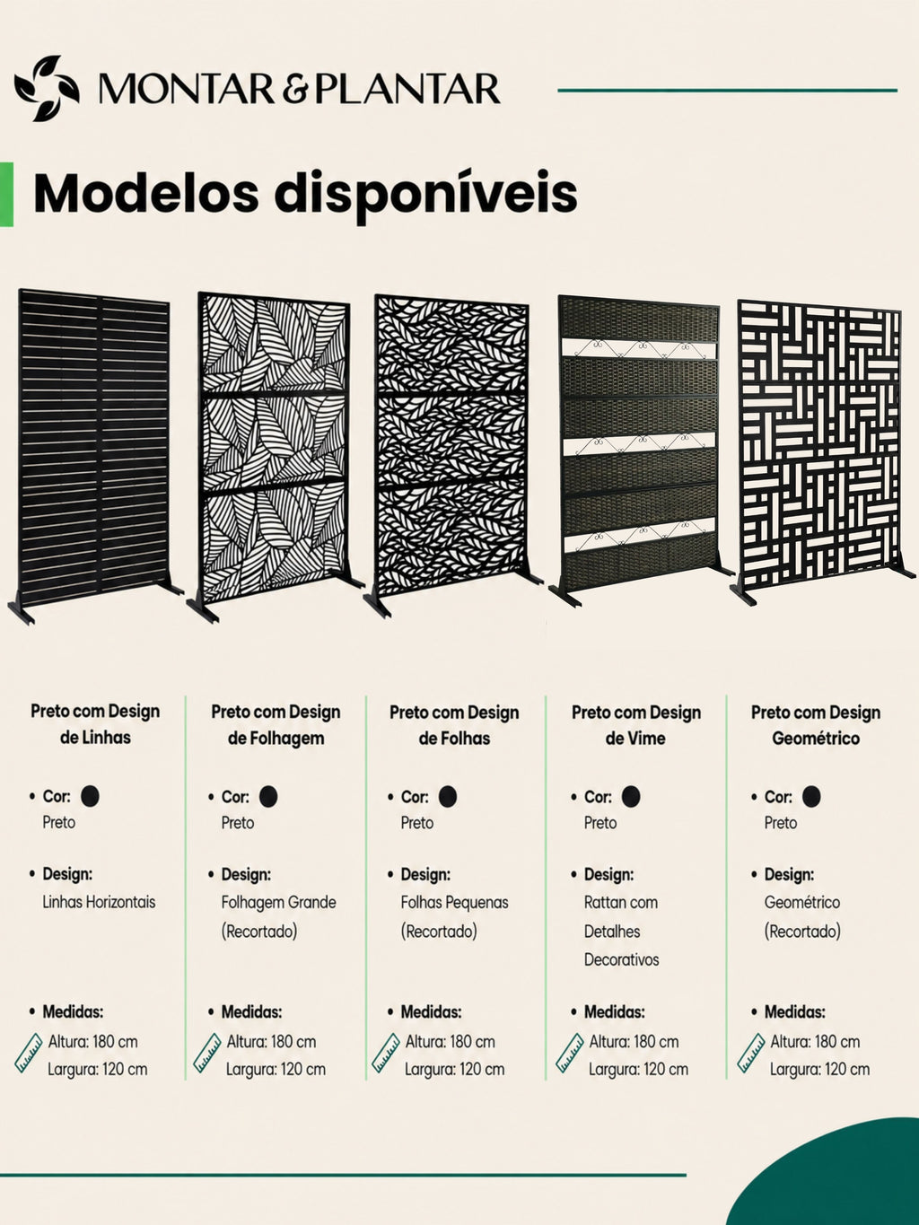 Biombo Reto Rattan Metal Interno/Externo 1,8x1,2mt Marrom