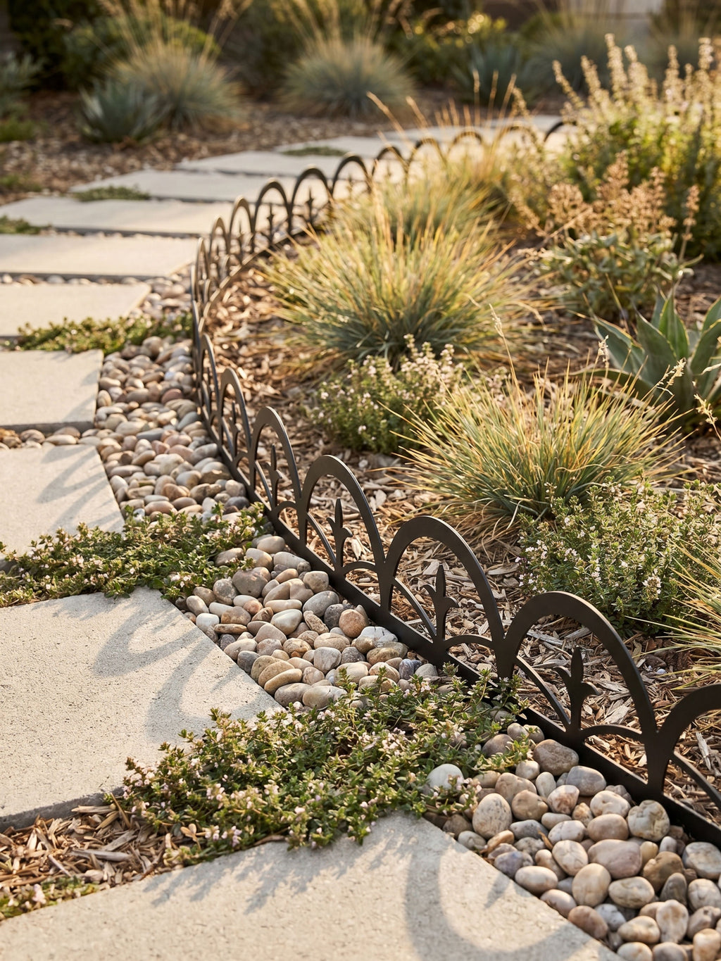 Limitador Metálico Arabesco Jardim 24cm x 1,06mt Preto 6 Pçs