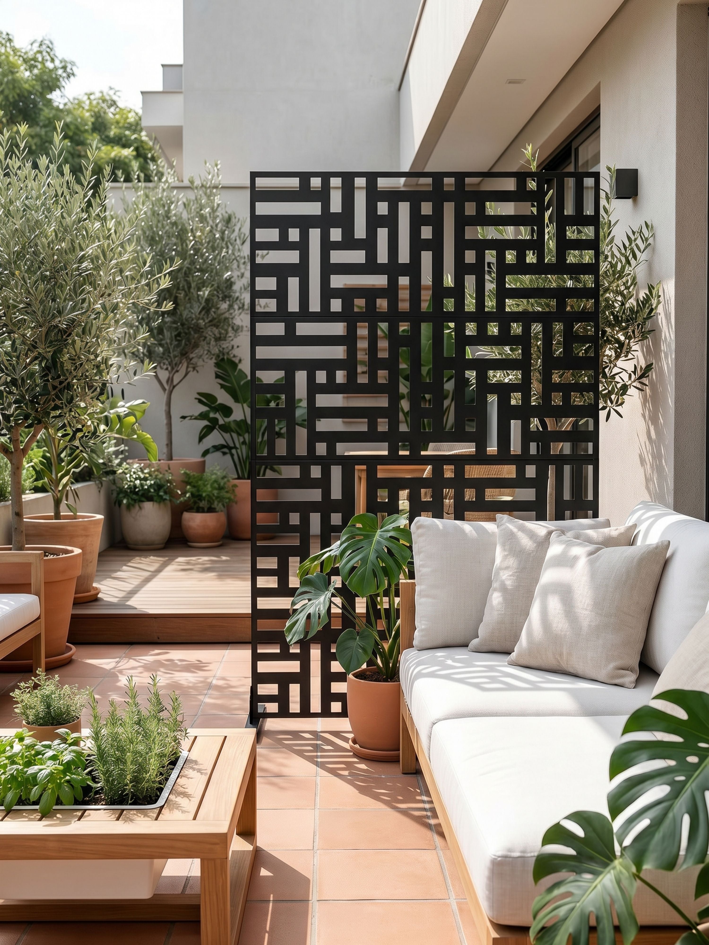 Biombo Reto Mosaico de Metal Interno/Externo 1,8x1,2mt Preto