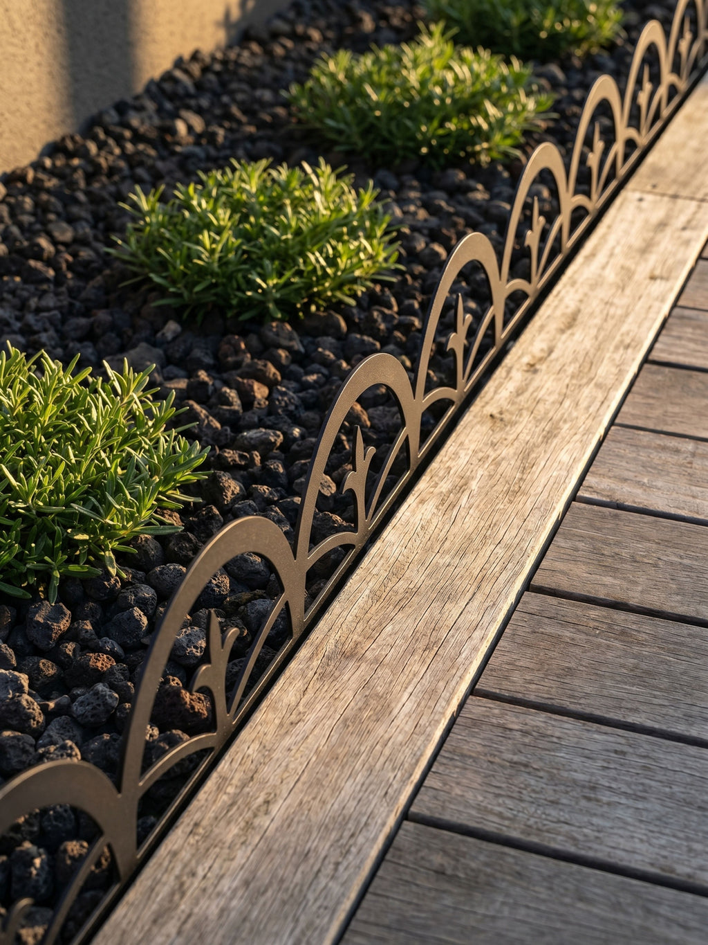 Limitador Metálico Arabesco Jardim 24cm x 1,06mt Preto 6 Pçs