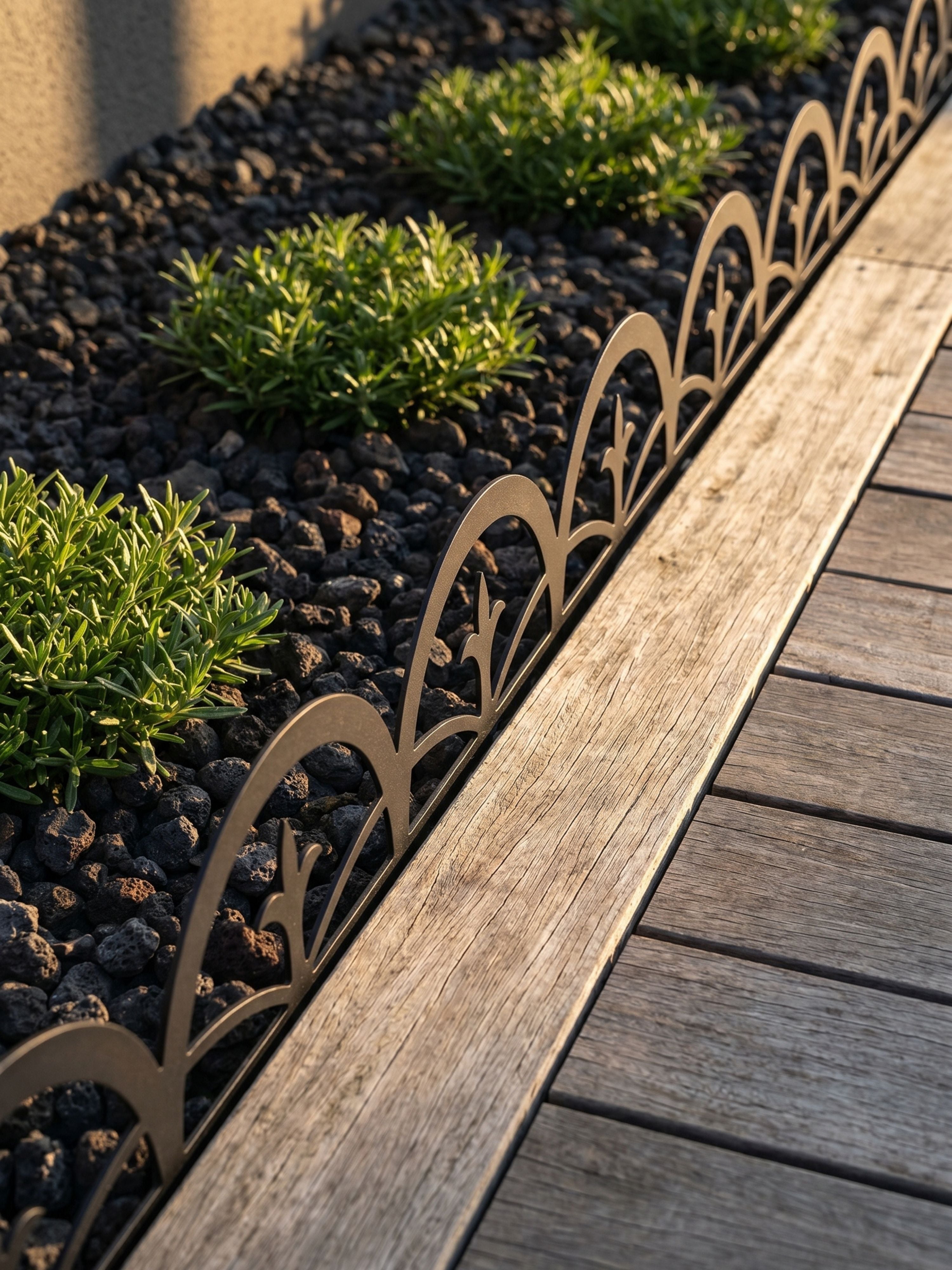 Limitador Metálico Arabesco Jardim 24cm x 1,06mt Preto 6 Pçs
