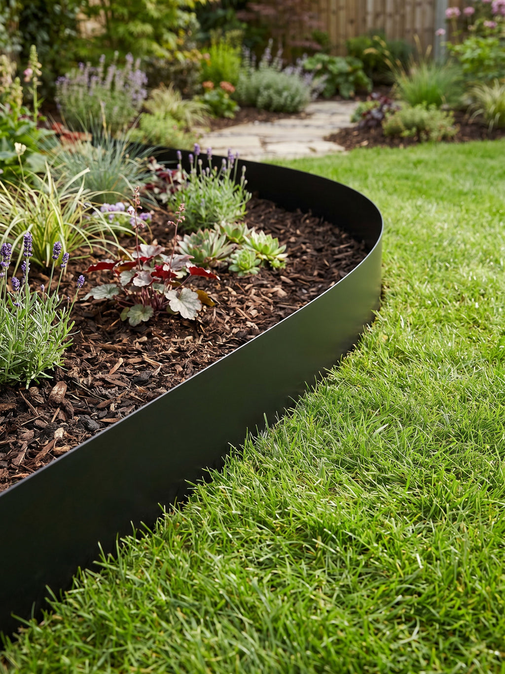Limitador Metálico Liso para Jardim 10cm x 3mt Preto