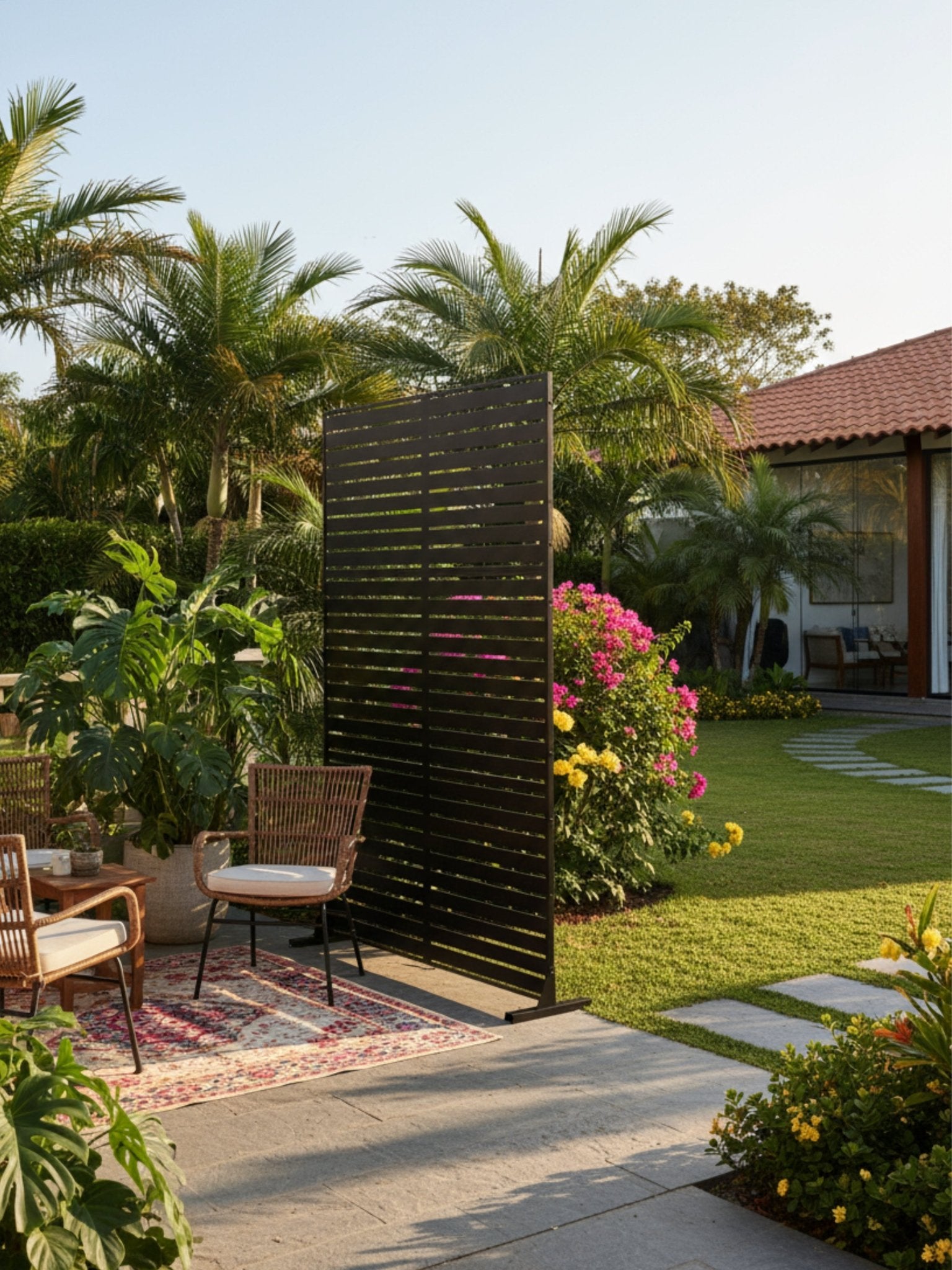 Biombo Reto Folhagem de Metal Interno/Externo 1,8x1,2mt - Montar & Plantar