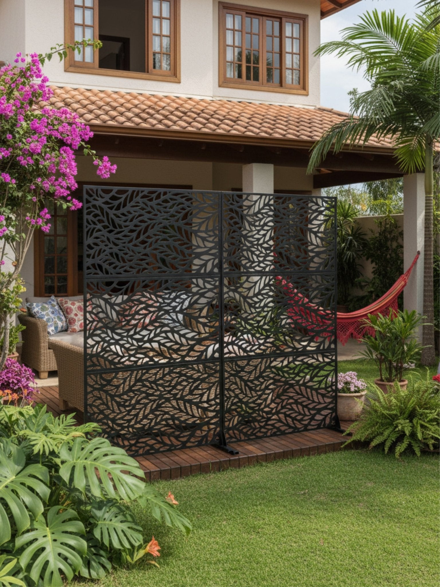 Biombo Reto Folhagem de Metal Interno/Externo 1,8x1,2mt - Montar & Plantar