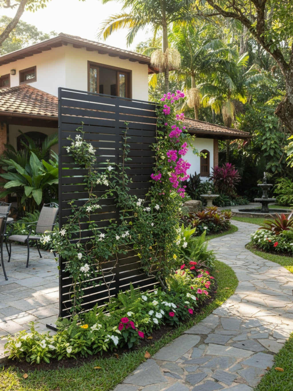 Biombo Reto Folhas de Metal Interno/Externo 1,8x1,2mt Preto - Montar & Plantar