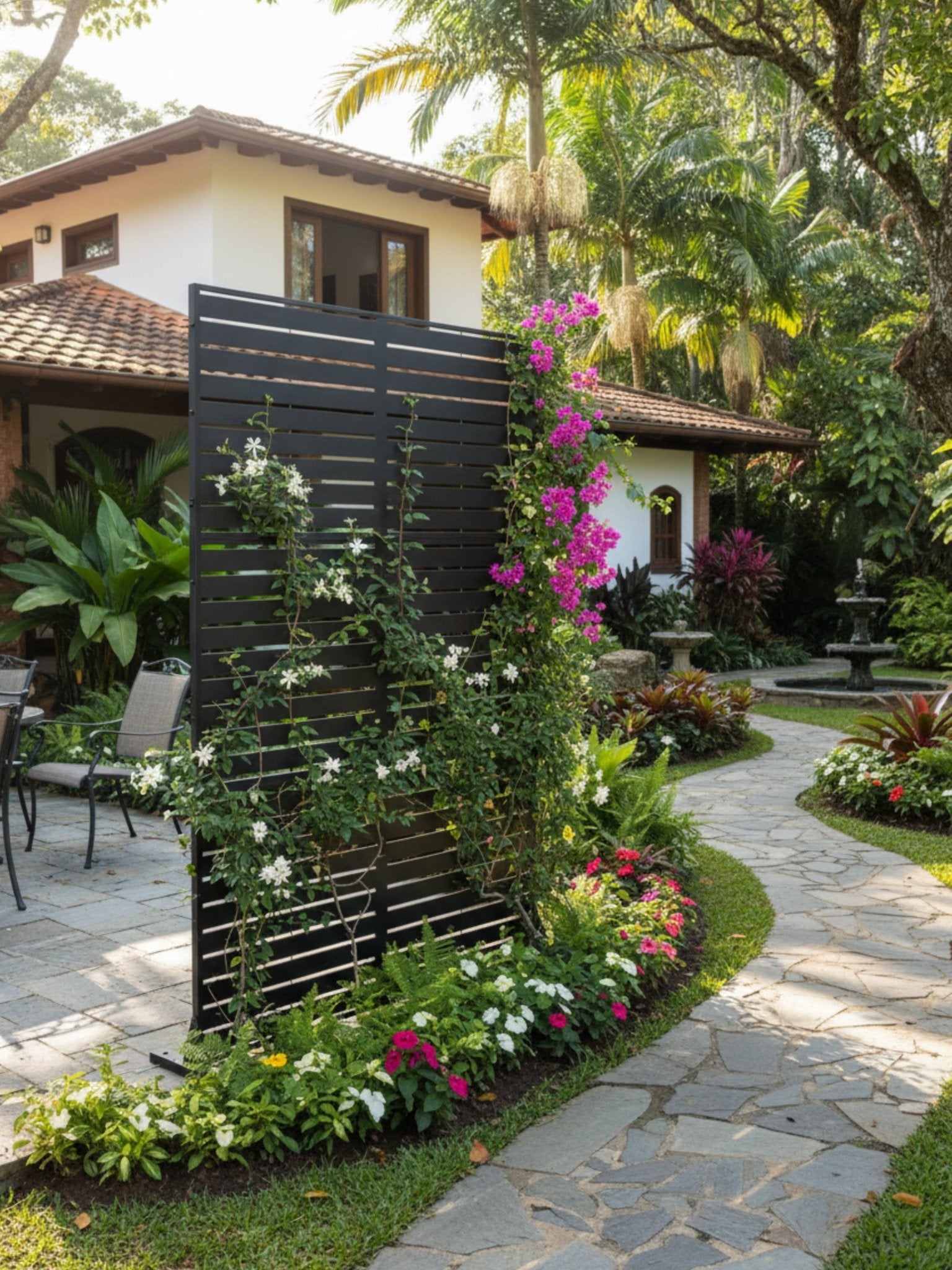 Biombo Reto Folhas de Metal Interno/Externo 1,8x1,2mt Preto - Montar & Plantar