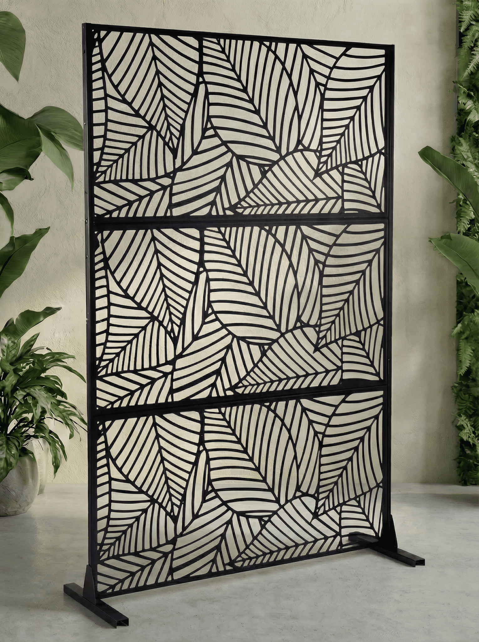 Biombo Reto Folhas de Metal Interno/Externo 1,8x1,2mt Preto - Montar & Plantar