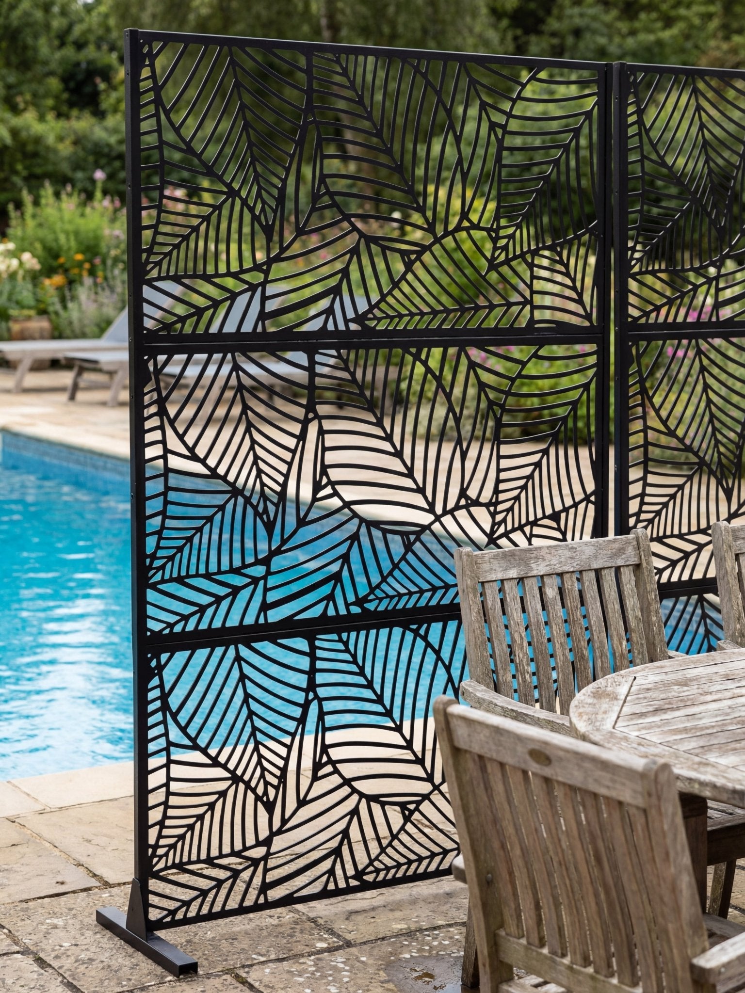 Biombo Reto Folhas de Metal Interno/Externo 1,8x1,2mt Preto - Montar & Plantar