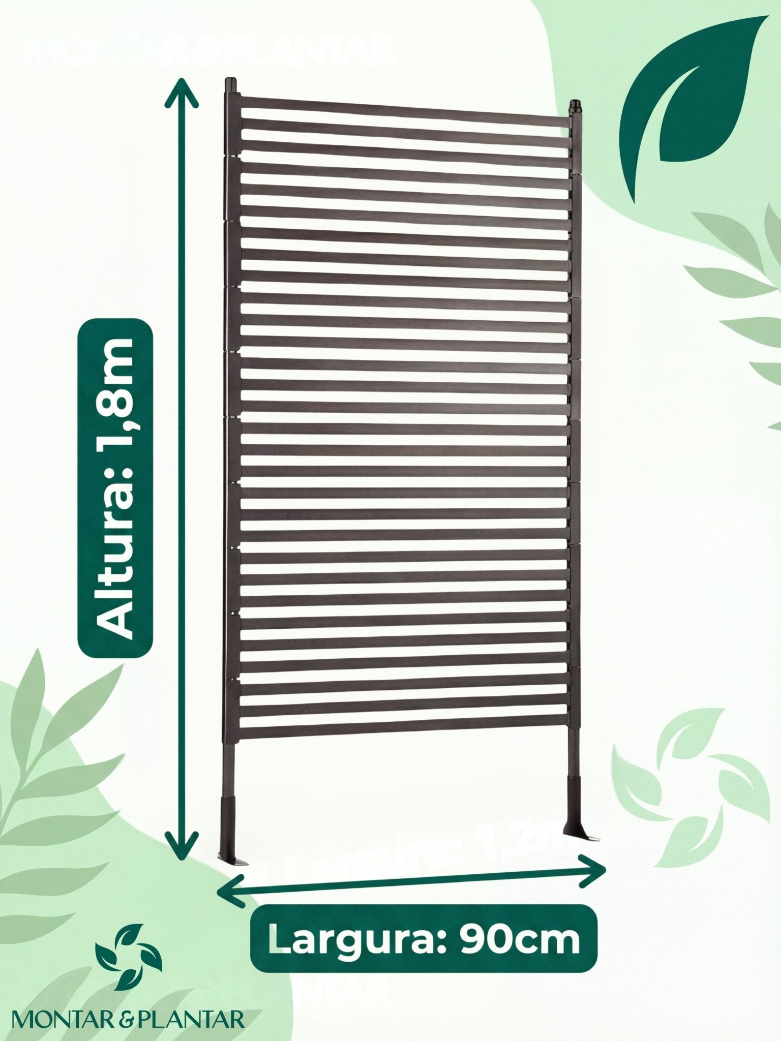 Biombo Reto Linhas de Metal Interno/Externo 1,8x0,9mt Marrom - Montar & Plantar