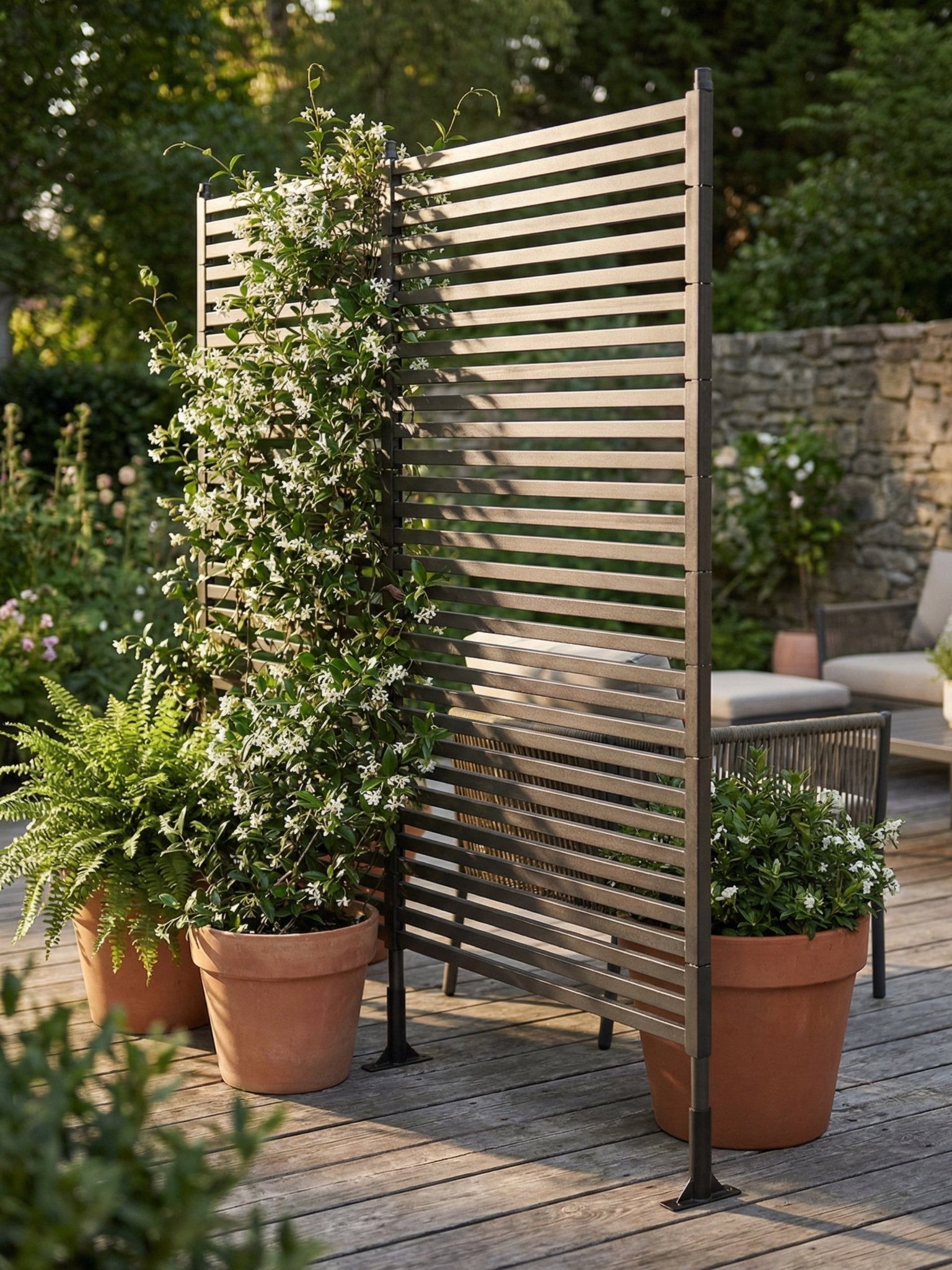 Biombo Reto Linhas de Metal Interno/Externo 1,8x0,9mt Marrom - Montar & Plantar