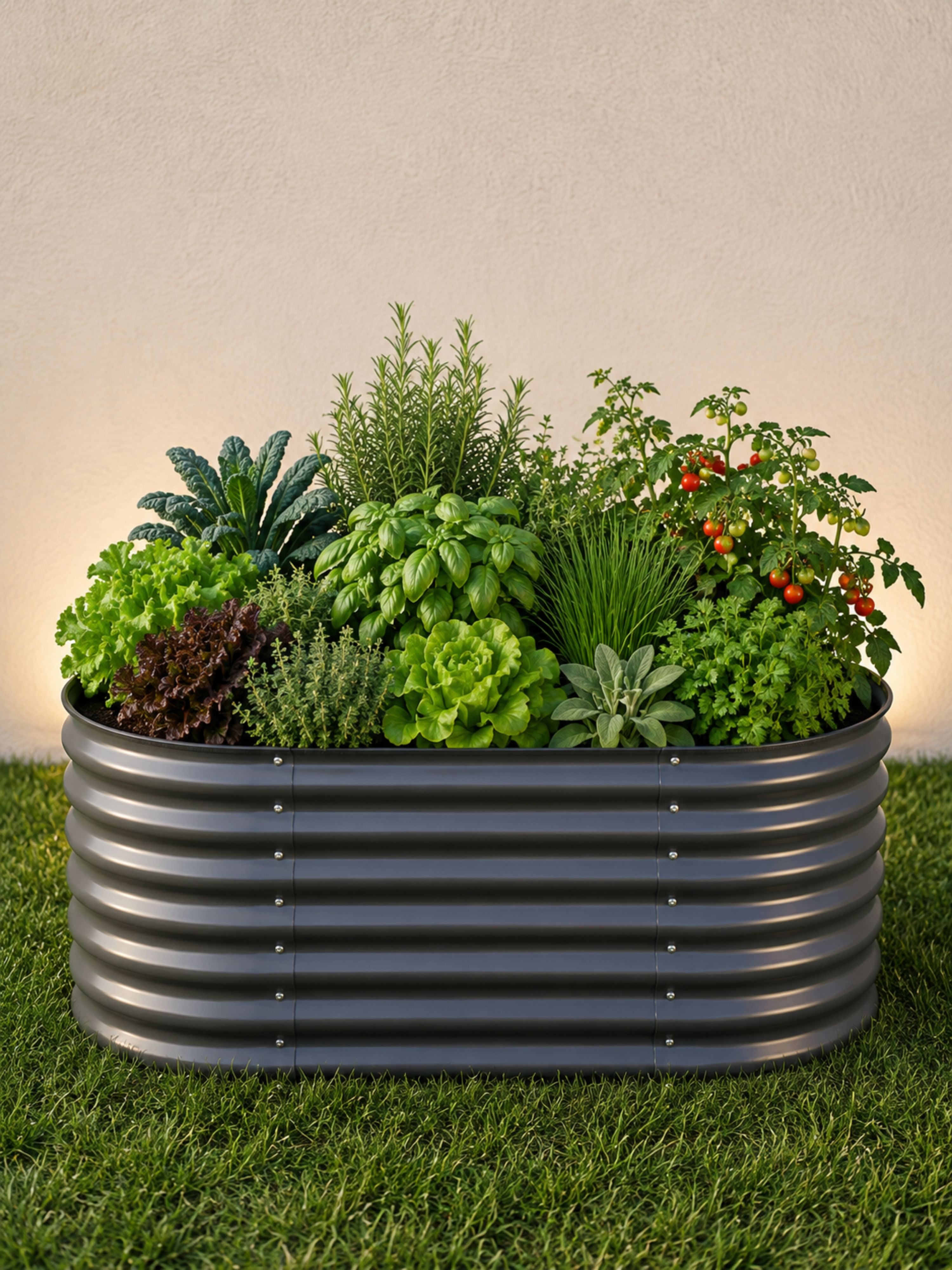 Canteiro Metálico  Alto para Jardim Oval 120x60cm Cinza