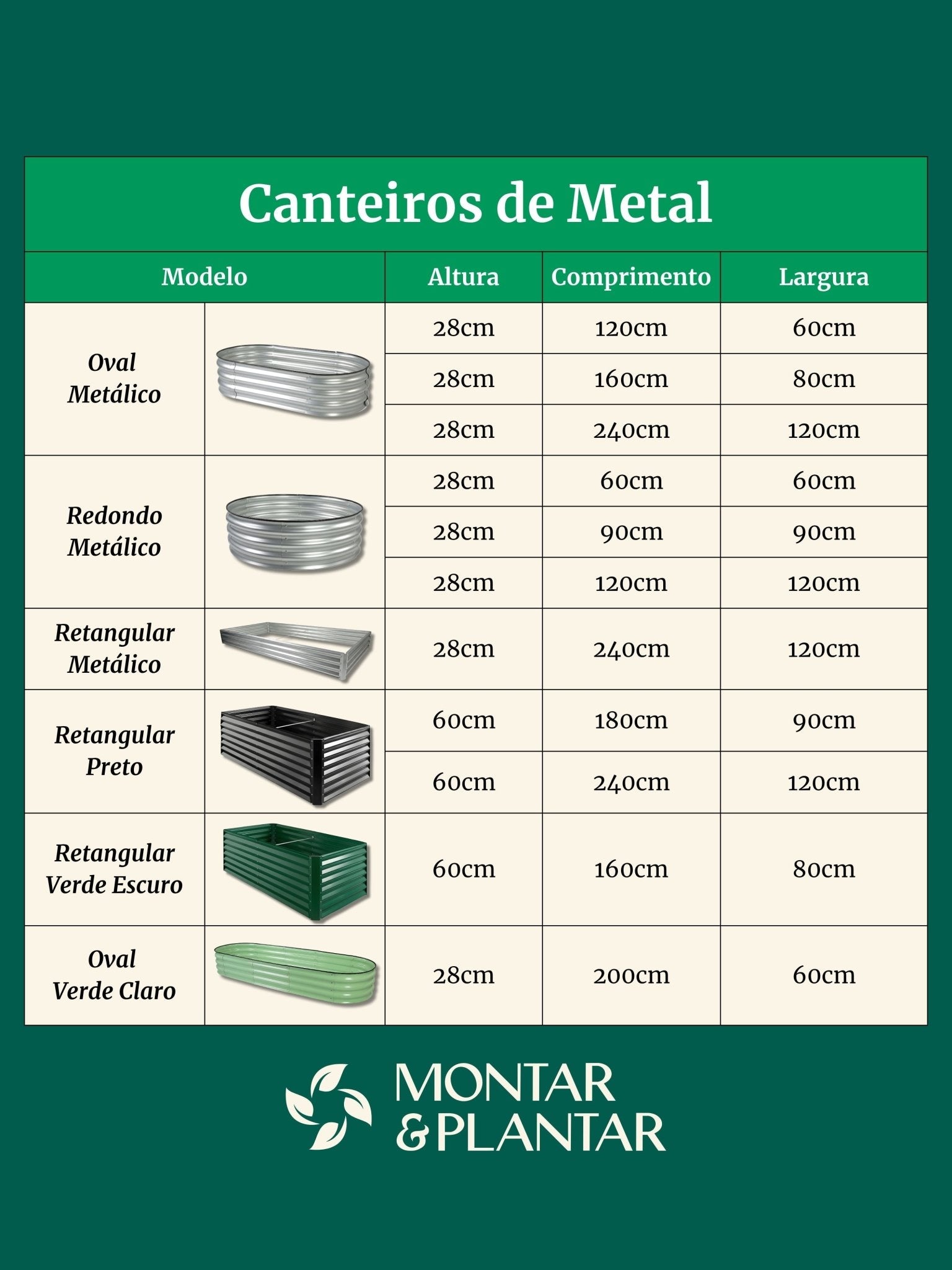 Canteiro Metálico Elevado para Jardim Oval 120x60cm - Montar & Plantar