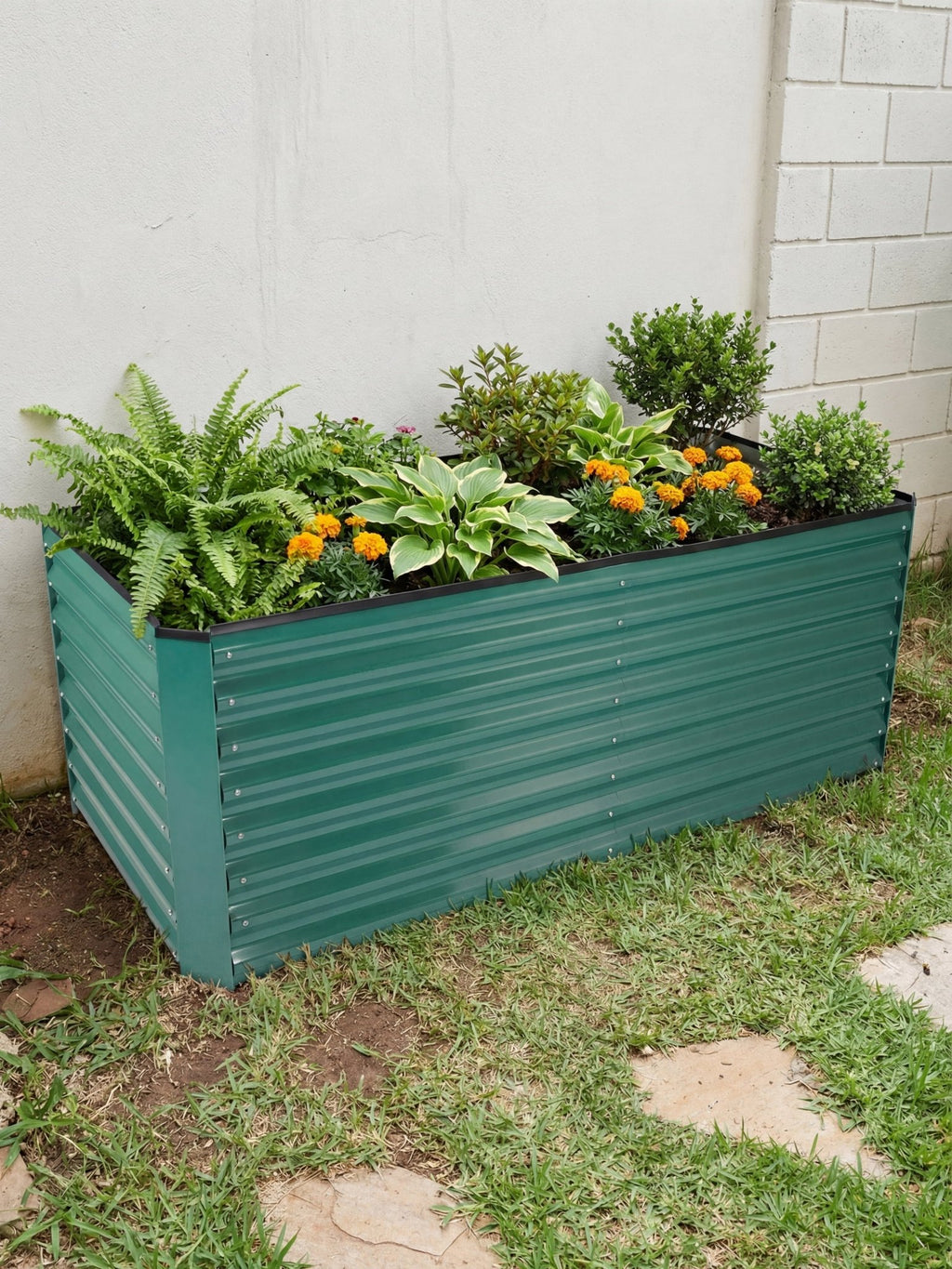 Canteiro Metálico Elevado para Jardim Oval 200x60cm Verde - Montar & Plantar