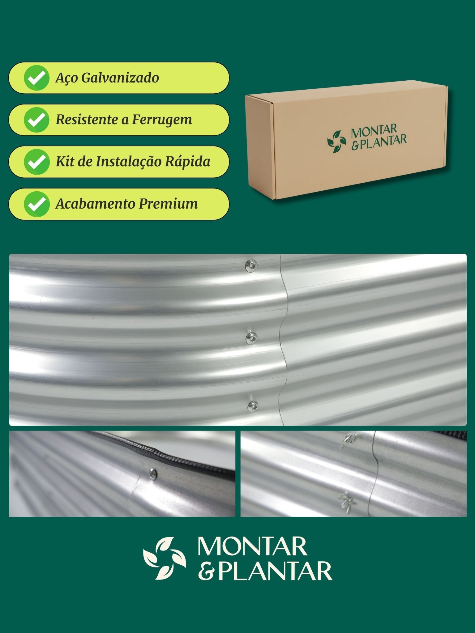 Canteiro Metálico Elevado para Jardim Oval 240x120cm - Montar & Plantar