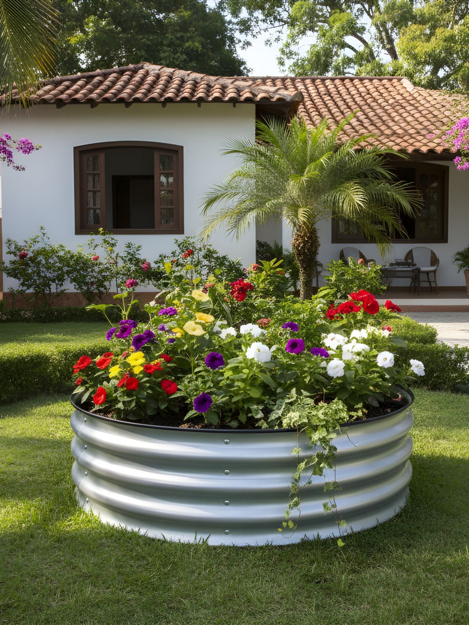 Canteiro Metálico Elevado para Jardim Redondo 90x28cm - Montar & Plantar