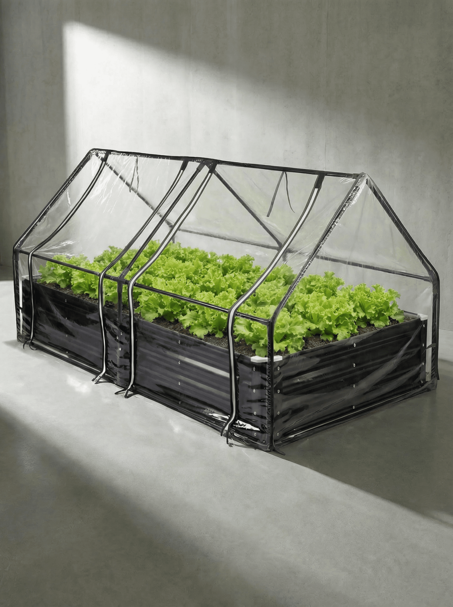 Canteiro Metálico para Jardim com Estufa 90cm x 180cm Preto - Montar & Plantar