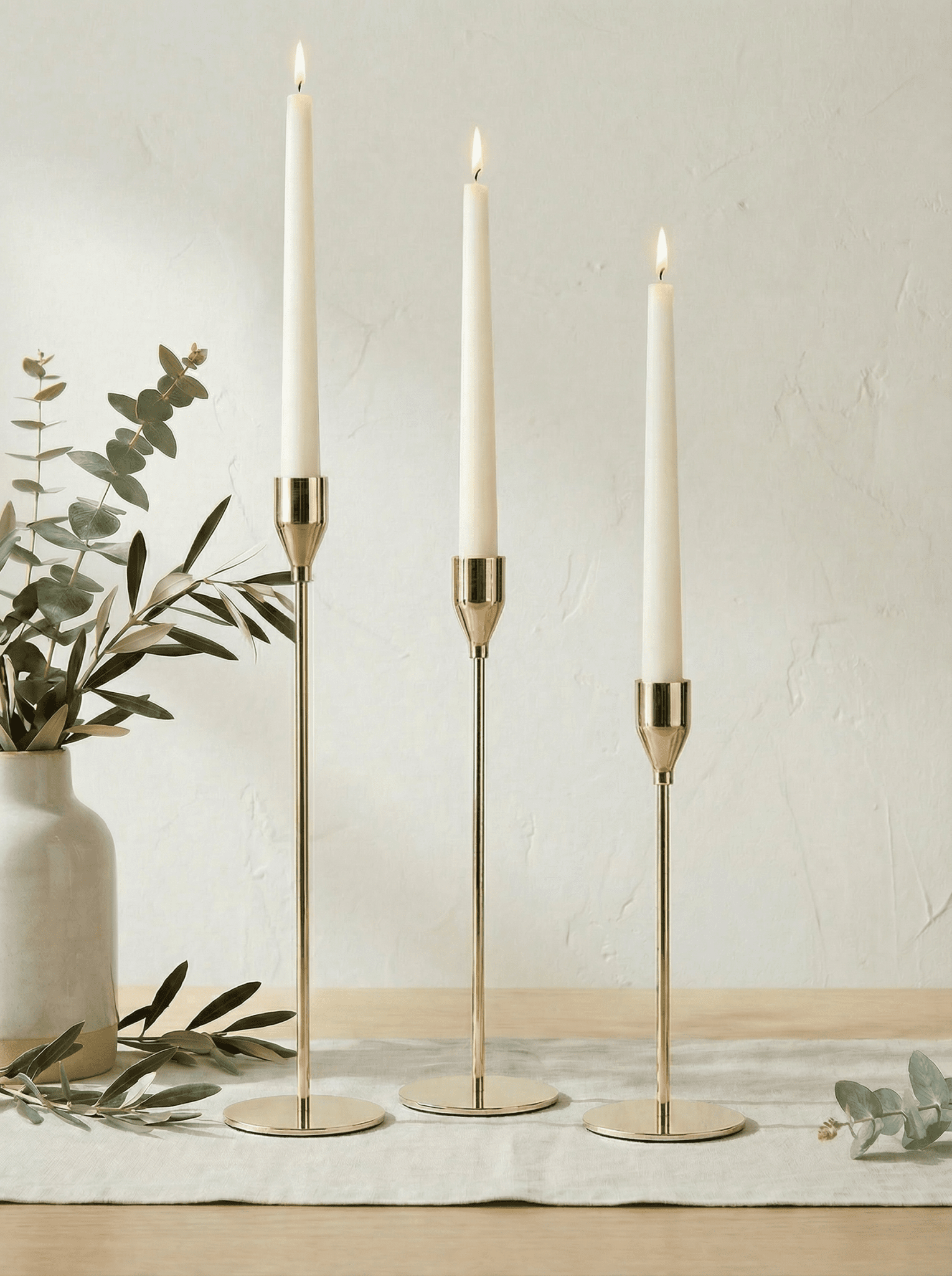 Conjunto Castiçal de Ferro com Acabamento Champagne 3 Pç - Montar & Plantar