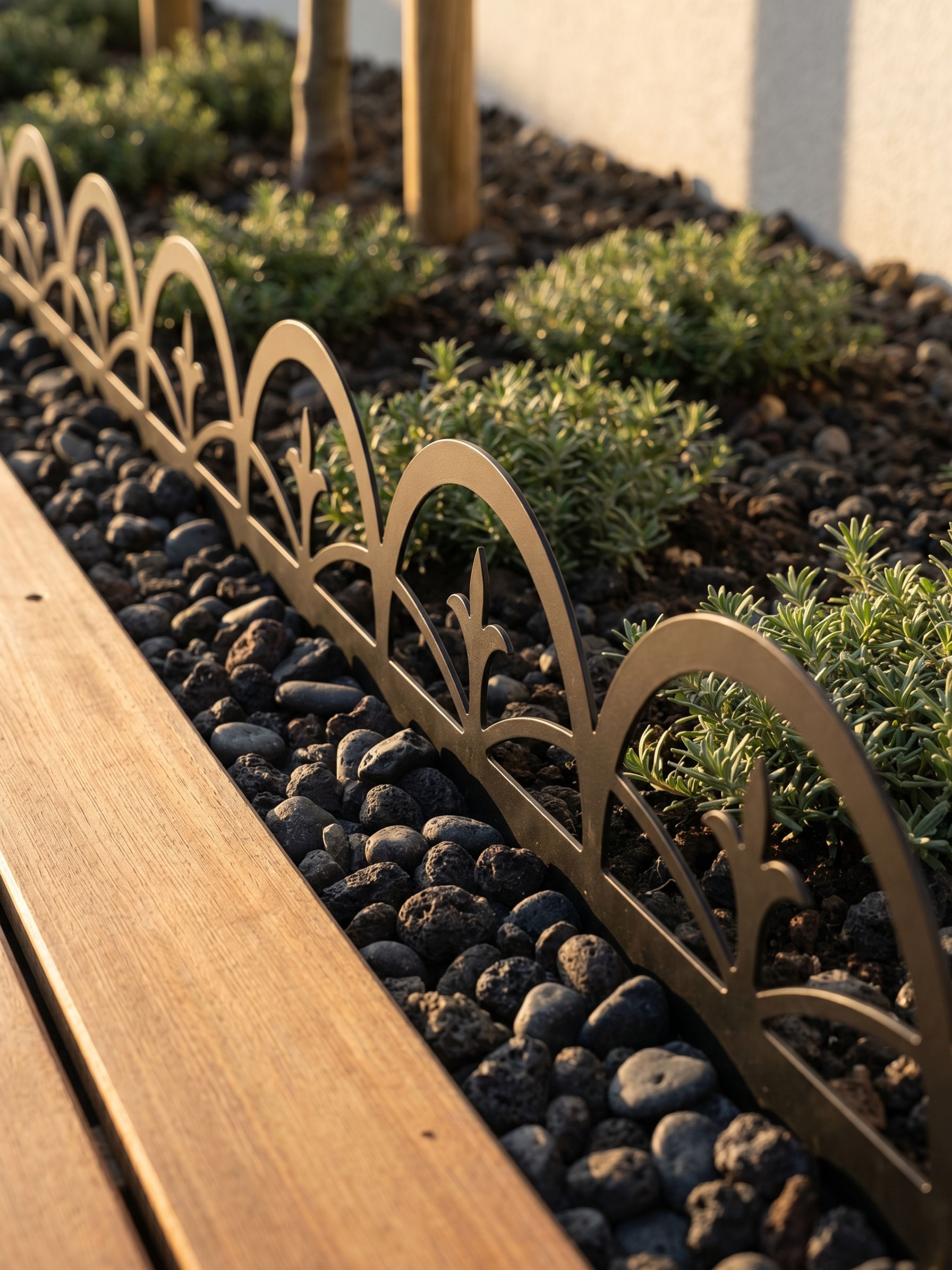 Limitador Metálico Arabesco Jardim 24cm x 1,06mt Preto 6 Pçs