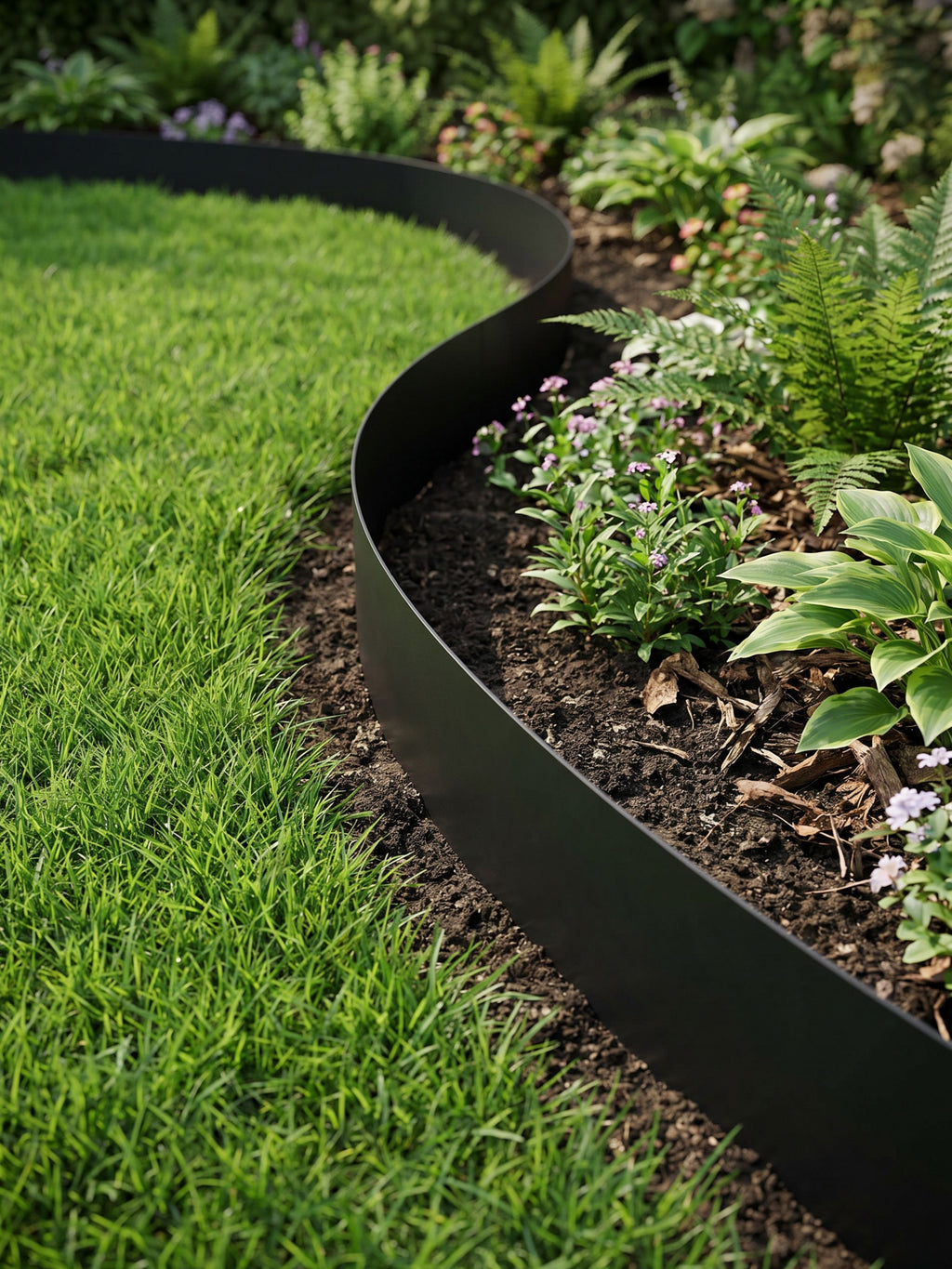 Limitador Metálico Liso para Jardim 10cm x 3mt Preto